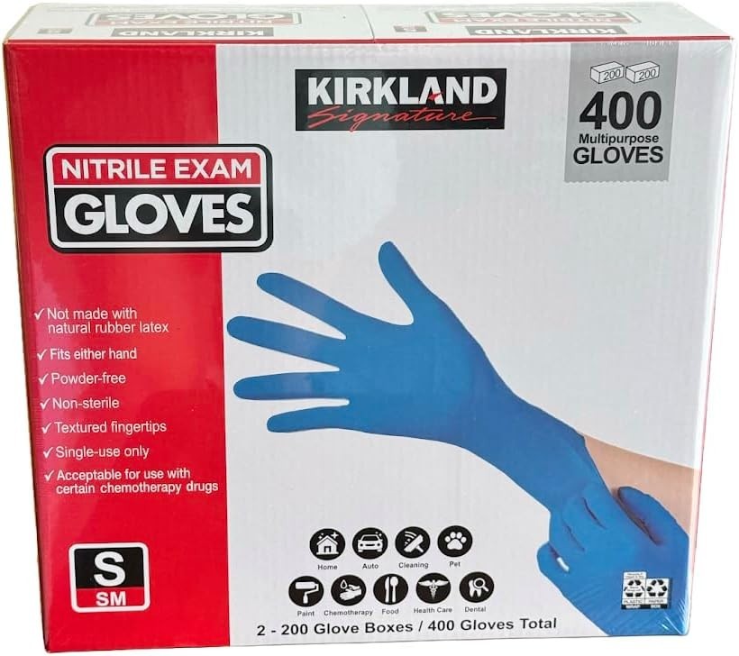 Kirkland Signature Latex-Free Nitrile Exam Gloves, Size S – 400 Count small size