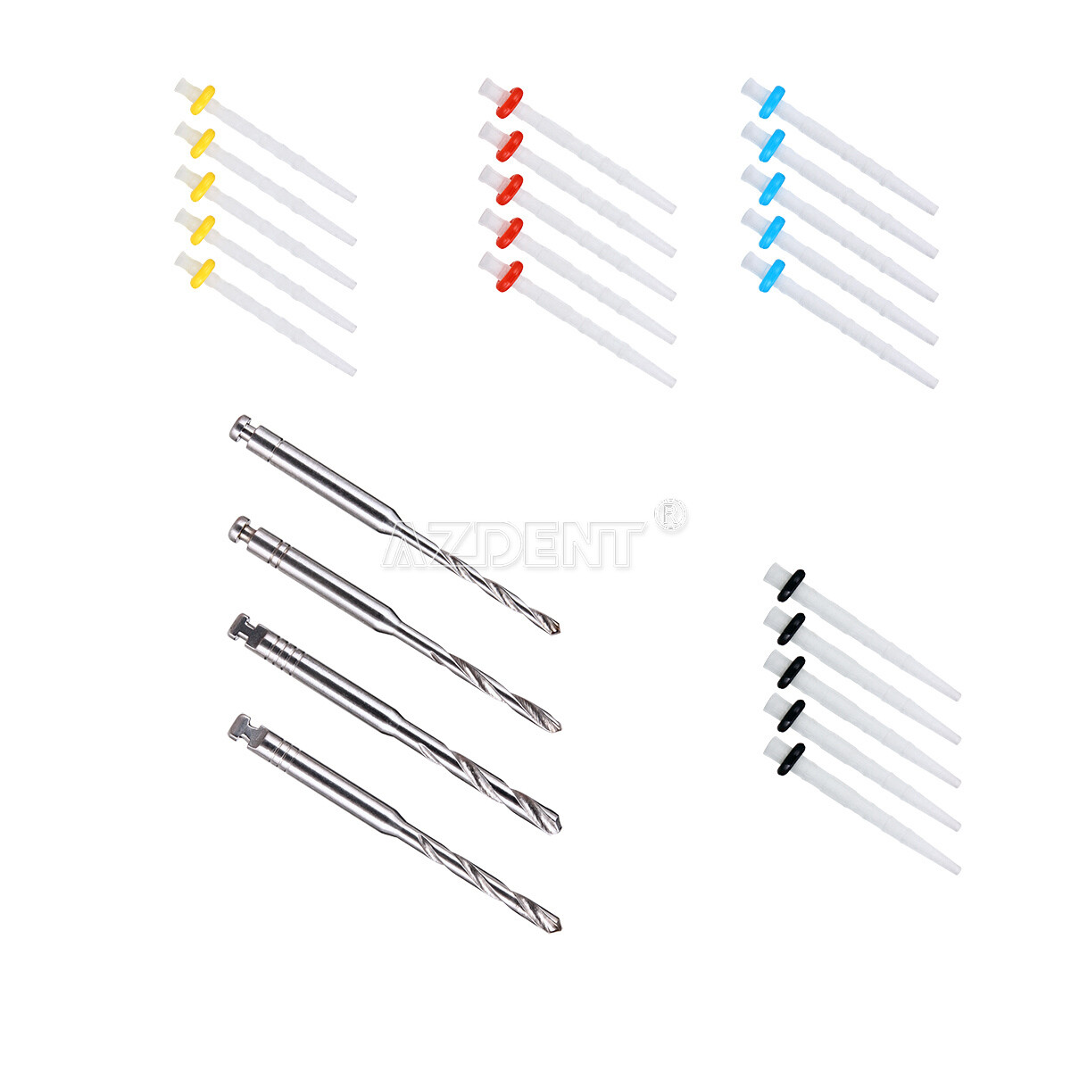 5 Packs Dental Fiber Posts Glass Quartz Resin Screw Thread Restorative 4Drills