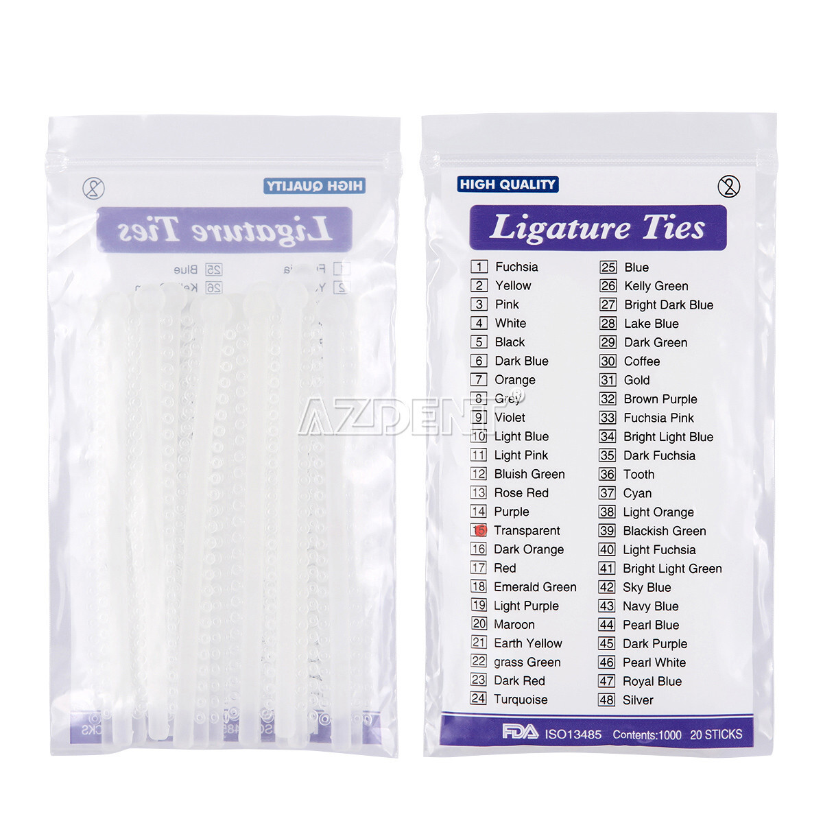 AZDENT Dental Ortho Ligature Ties Elastic Rubber Bands 1000Pcs/Bag 23 Colours