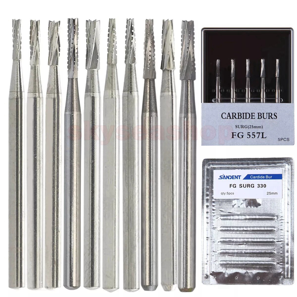 Dental Surgical Burs Round Long 4 556 557 558 330 Carbide Burr High Speed 25mm