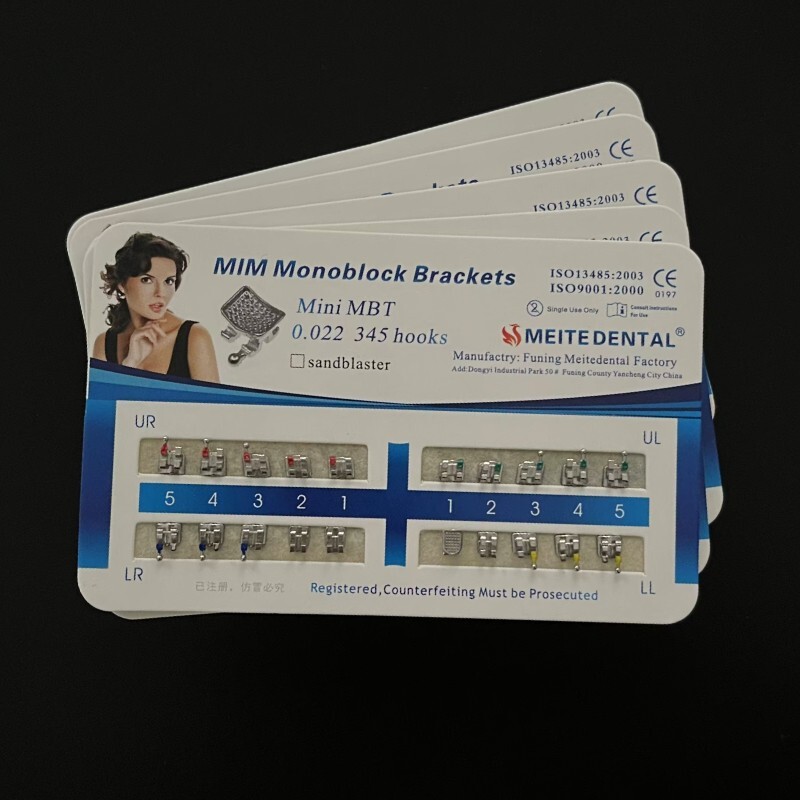 Dental Orthodontic Metal Bracket MIM Monoblock Mini MBT 022 345 Hooks Mesh Base
