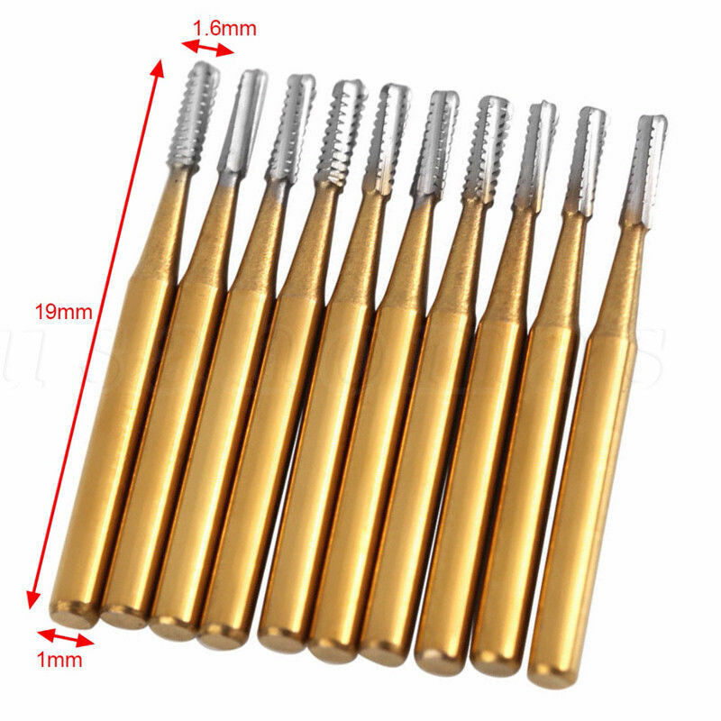 10Pcs Dental Tungsten Carbide Burs Crown Cutter Cutting Transmetal FG 1957