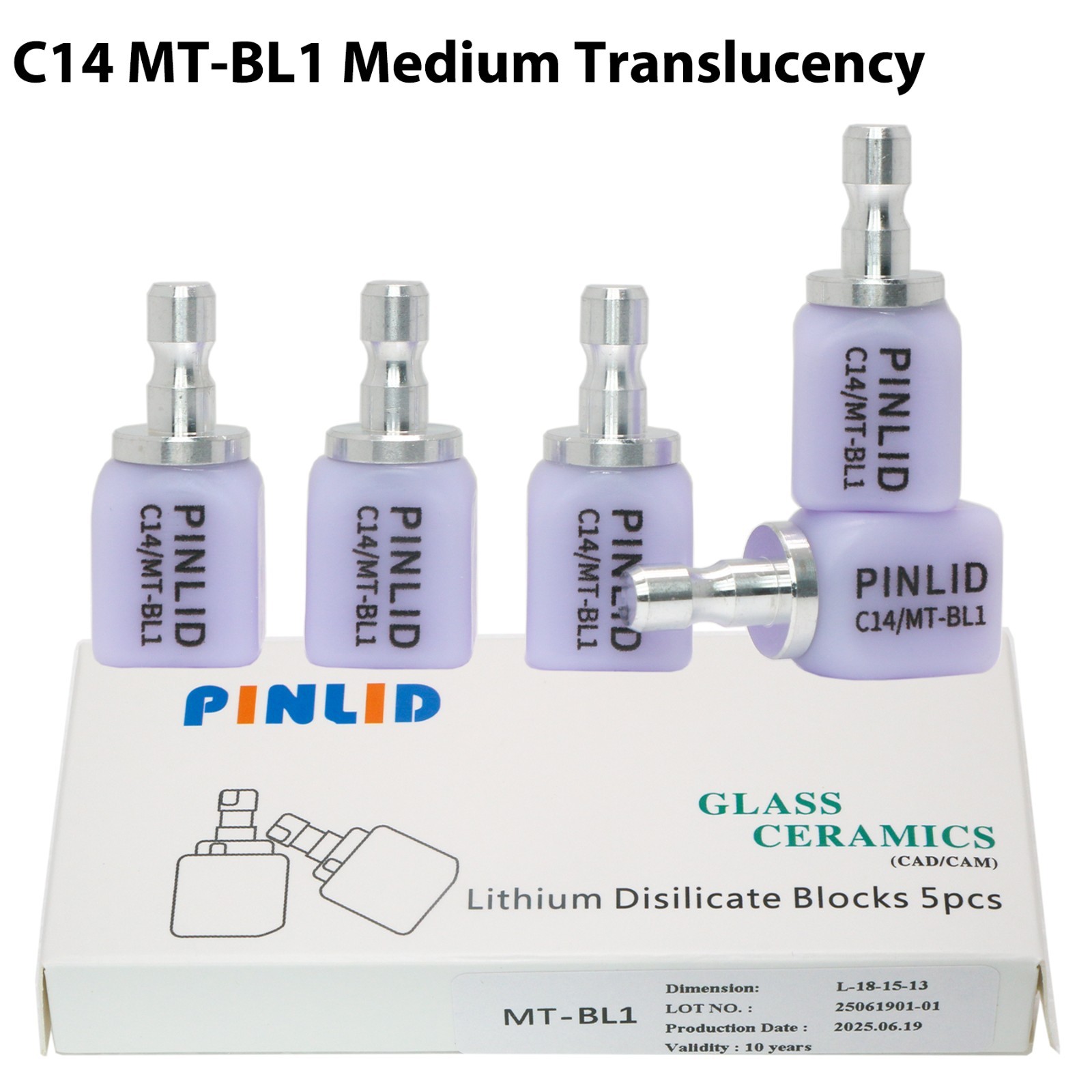 Dental C14 MT Emax Glass Ceramic Blocks Lithium Disilicate CAD/CAM CEREC