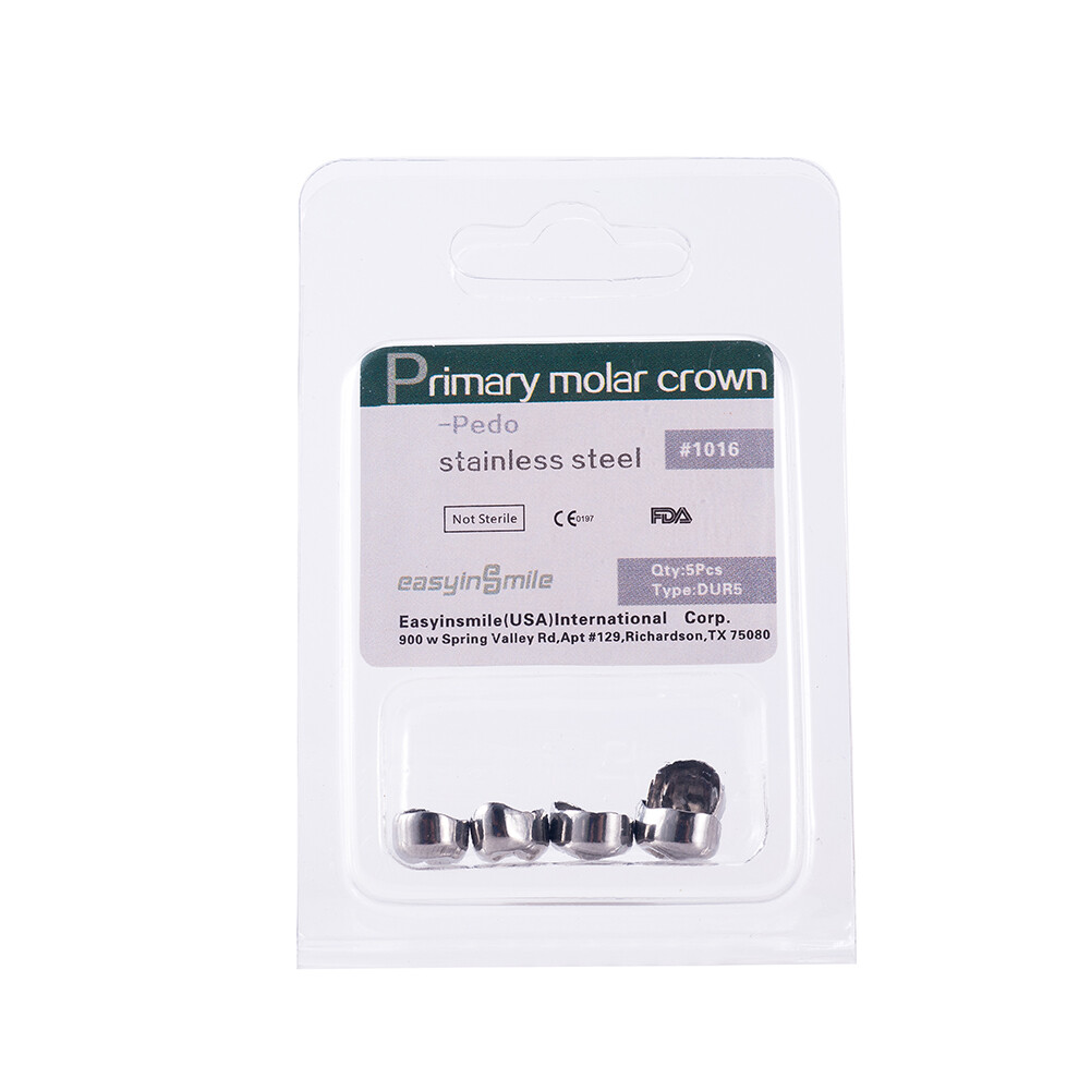 Dental D Primary E Molar Kids Crowns Stainless Steel Primary Crown Pediatric 5Pc
