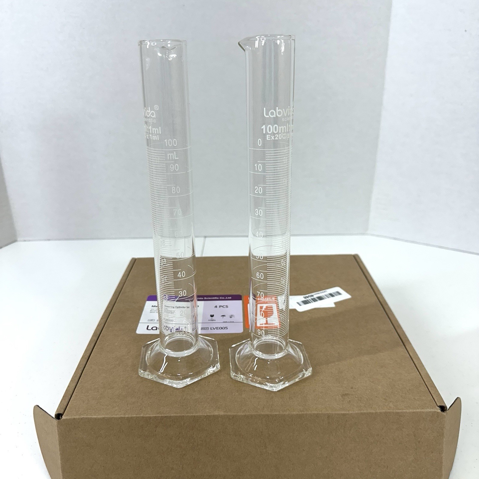 Labivida Scientific Measuring Cylinder 2pk 100ml Borosilicate Glass With Hex Bas
