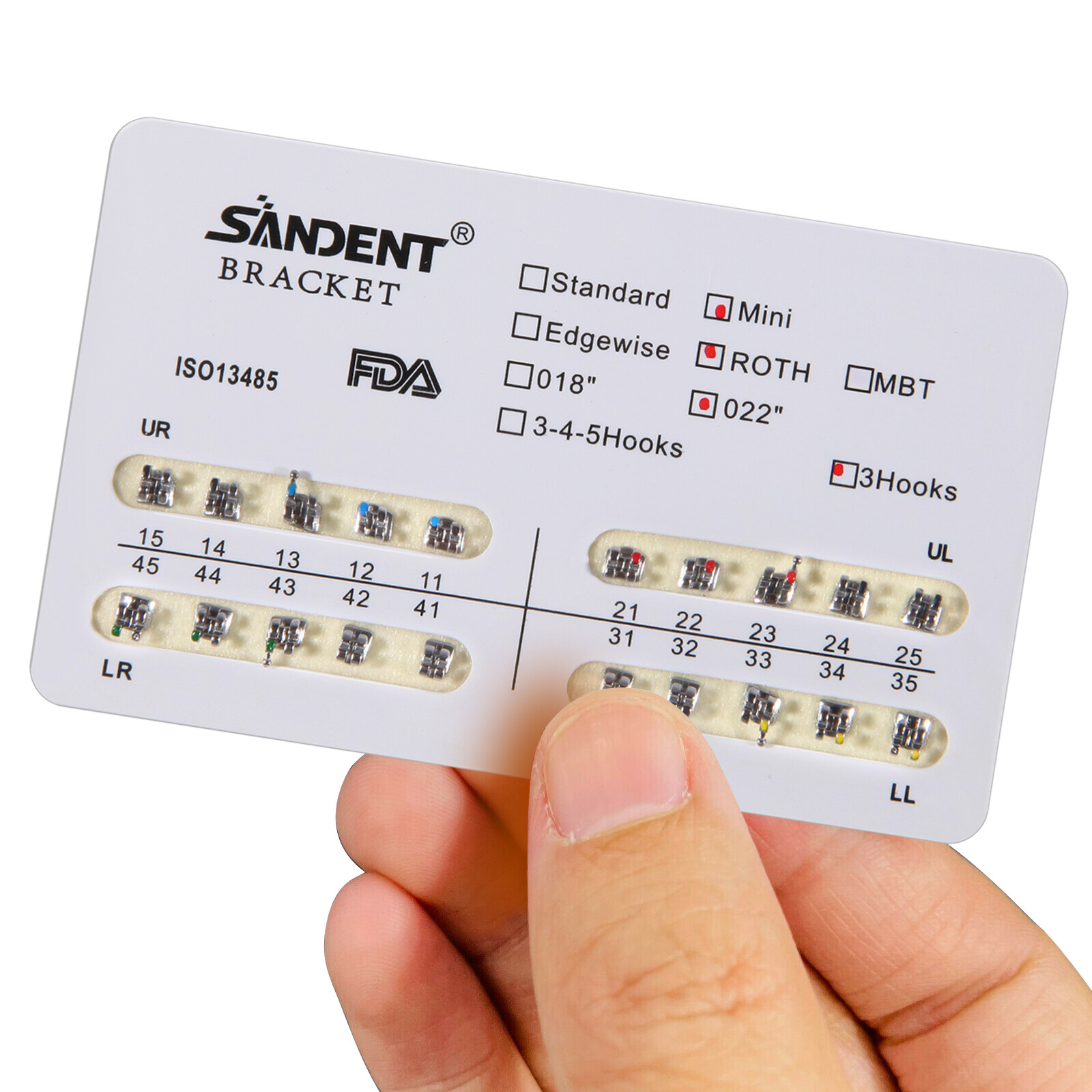 10 Packs SANDENT Dental Orthodontic Brackets Braces Mini Roth 022″Slot 3 Hooks