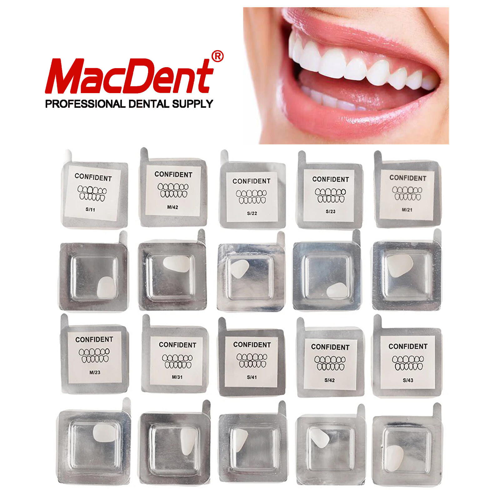 30Size Dental Composite Porcelain Veneers Resin Light Cure Anterior Teeth Veneer