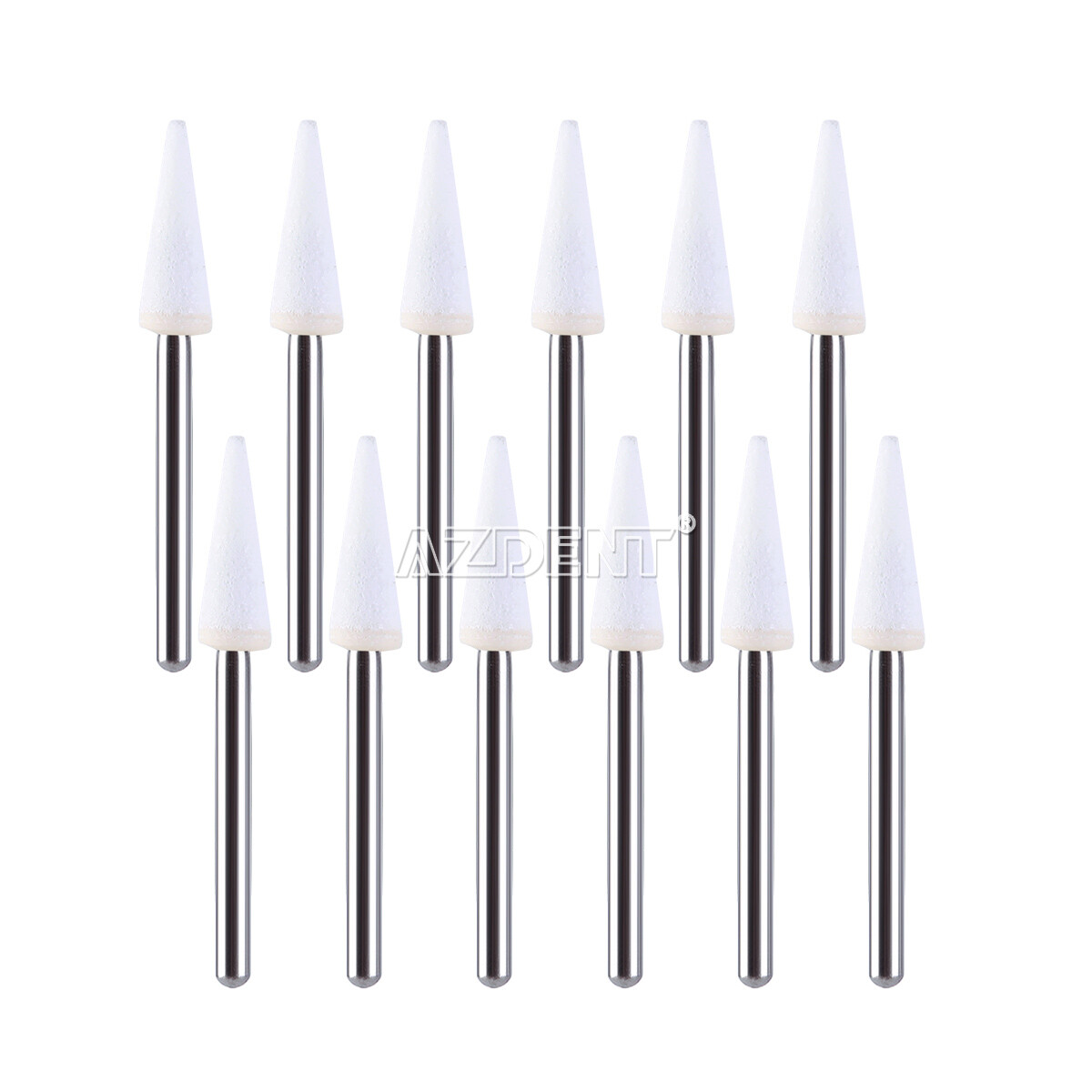 Dental White Stone Flame Mounted Polishing Burs- FG 12/pks Abrasion Point Bur