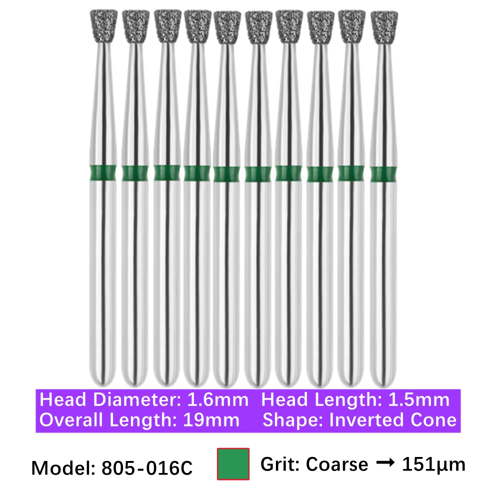 Vakker Dental Inverted Cone FG Diamond Bur 805-016C Coarse 10/pk