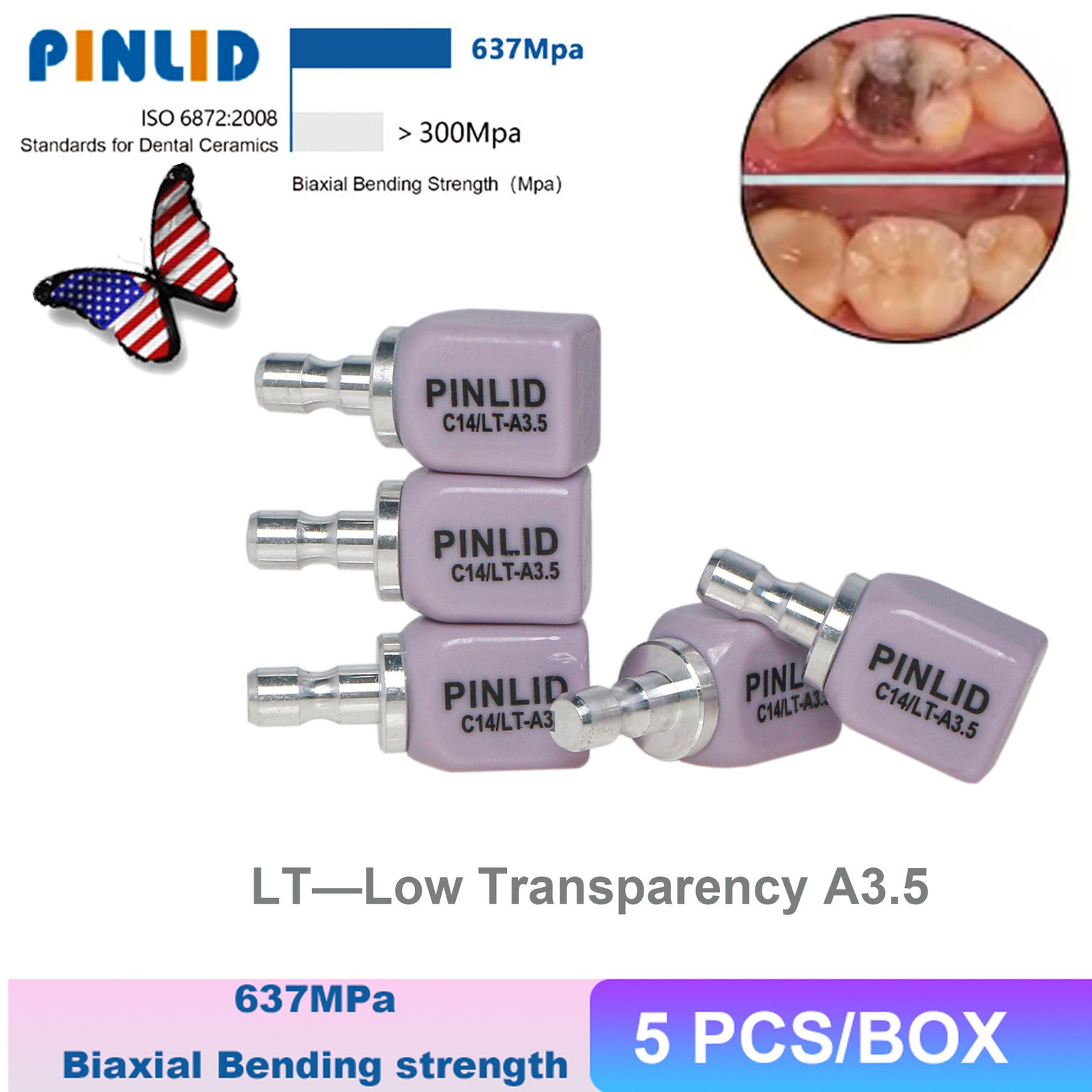 Lithium Disilicate Glass Ceramic IPS e.max CAD HT/LT Blocks For inLab C14/5pcs