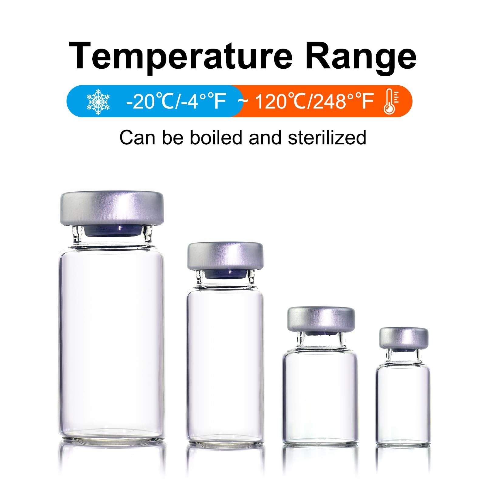50 Pack 5ml Glass Sample Vials with Sealed Self-Healing Injection Port – Clear
