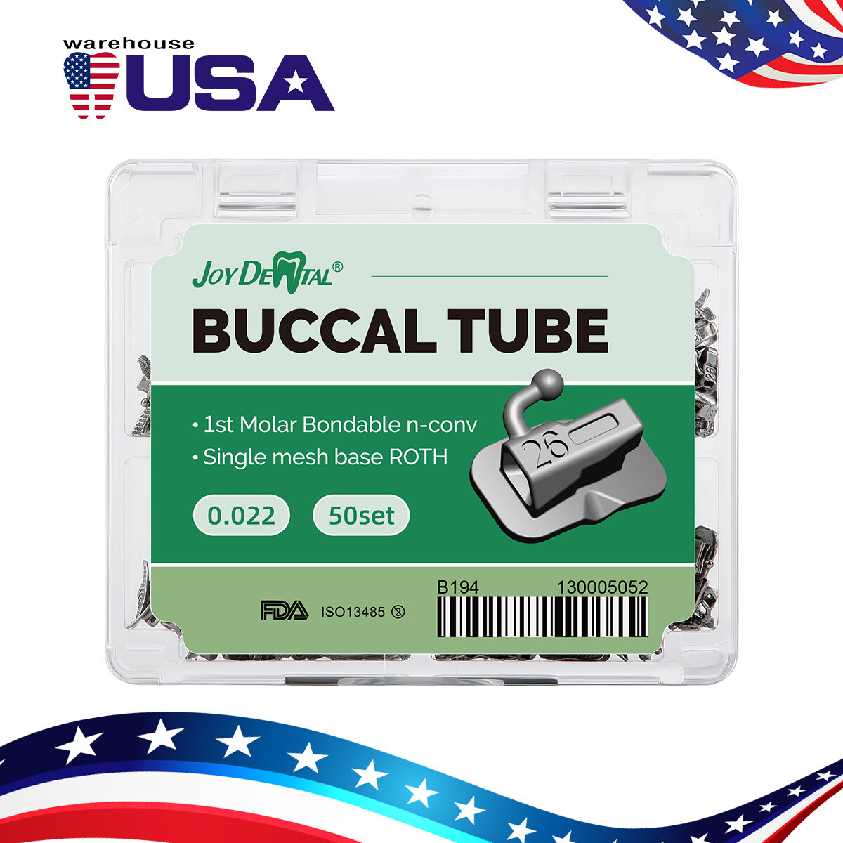 Dental Orthodontic 1st/2nd Molar Buccal Tube Bondable Mesh Base Roth/MBT 022