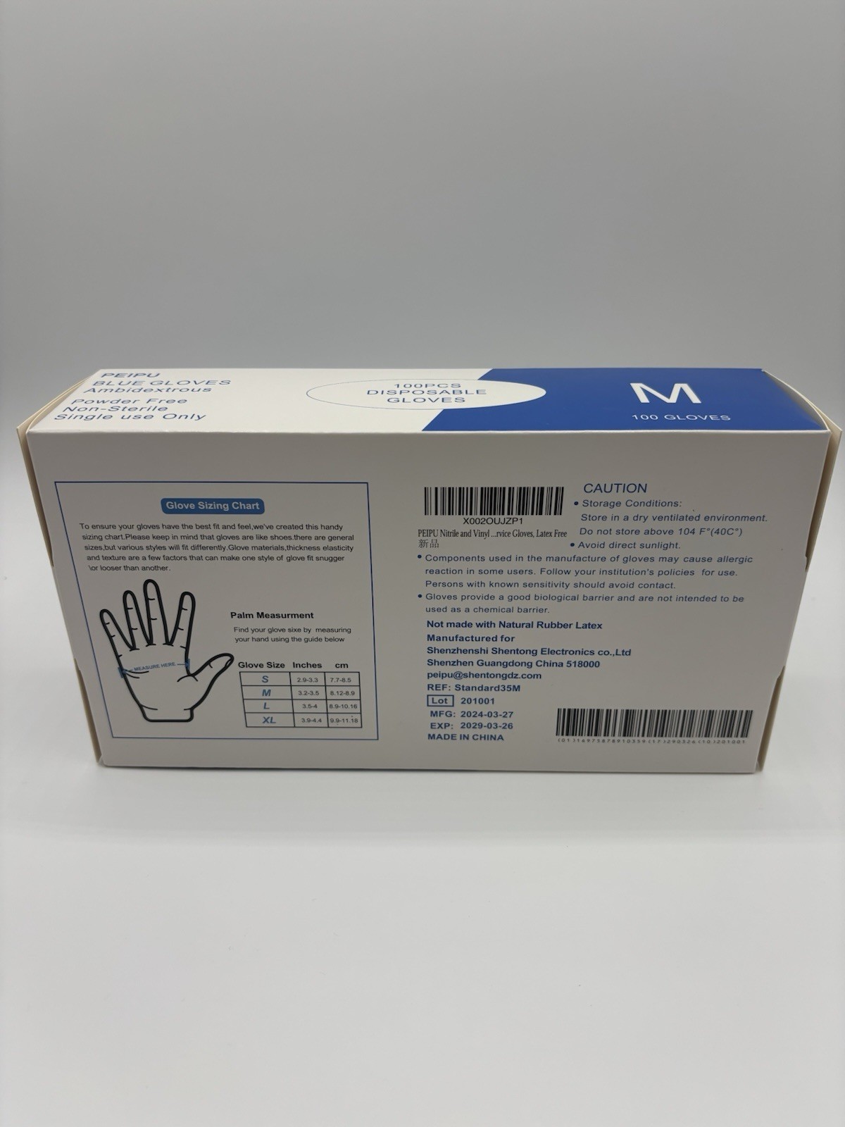 Peipu Blue Nitrile Examination Gloves – Ambidextrous Medium – Powder Free – 100
