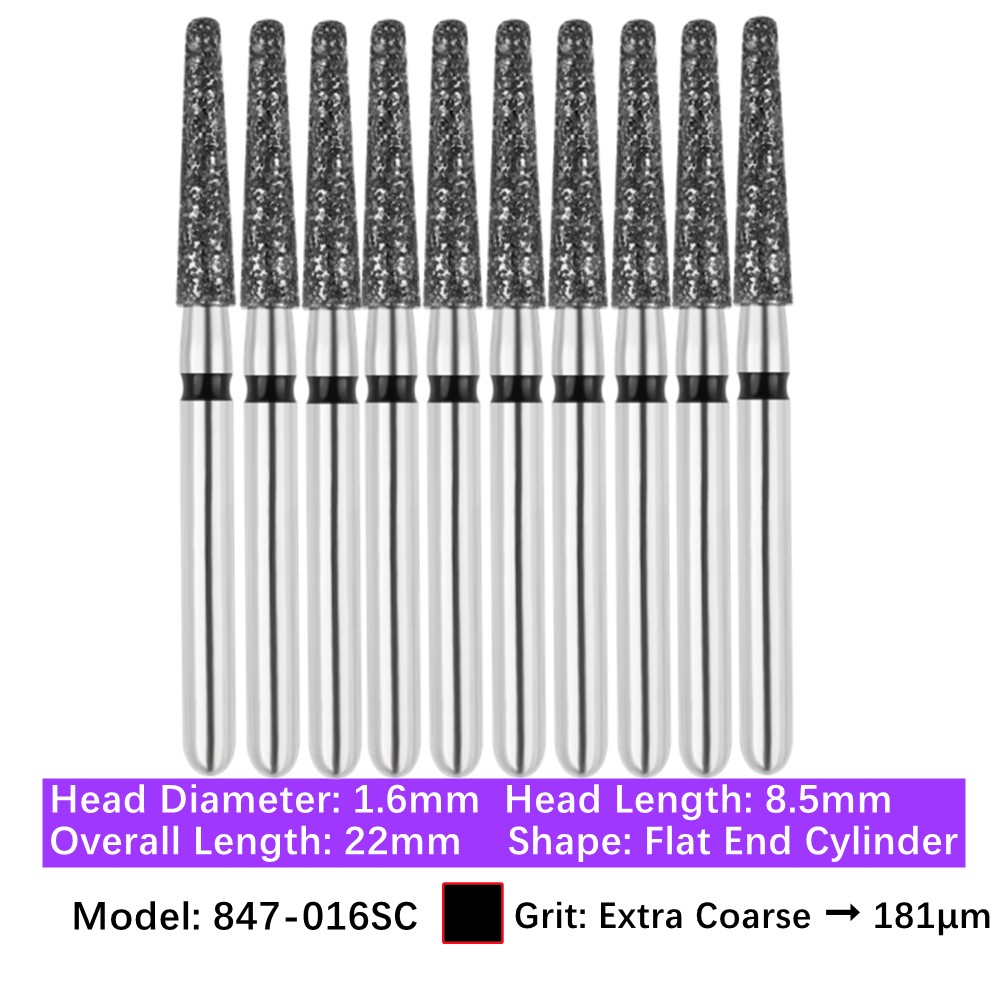 10/pk Vakker Dental Flat End Taper FG Diamond Burs 847-016SC Super Coarse Grit