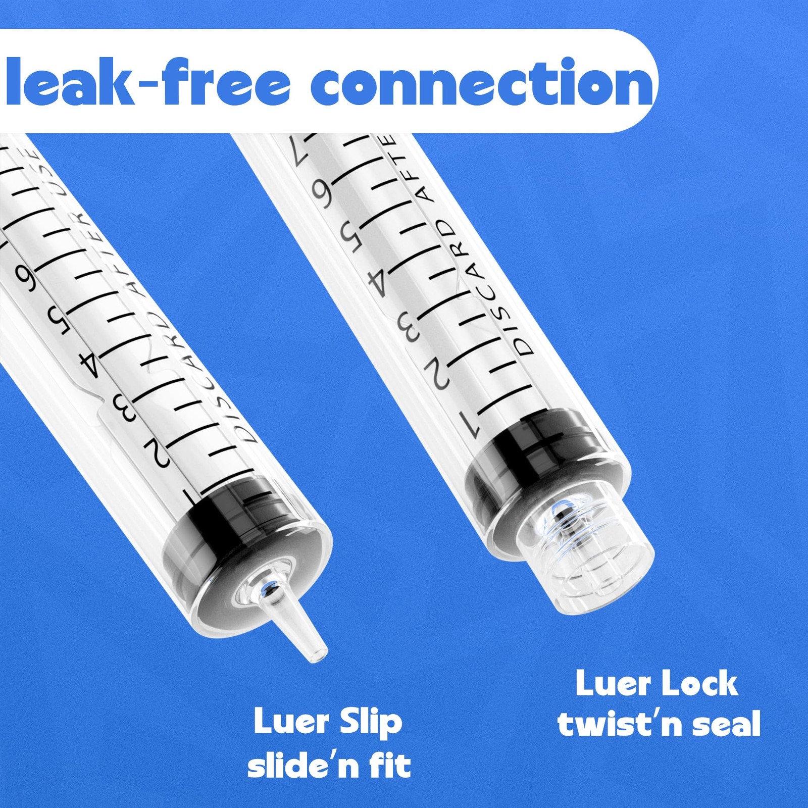 1mL Luer Lock Syringes without Needle – Syringe with Cap, Sterile Individually