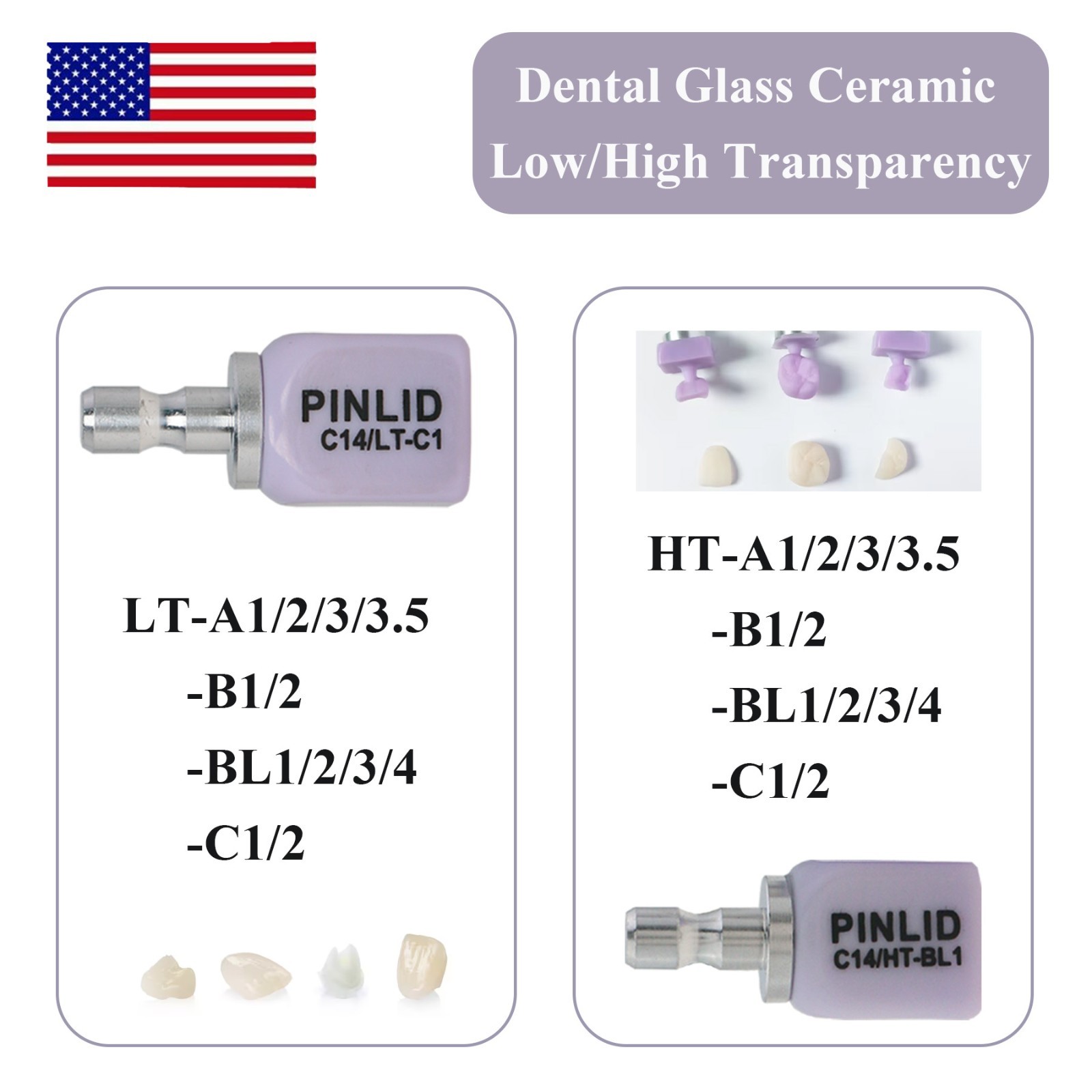 Dental Emax CAD/CAM Cerec Blocks Glass Ceramic Lithium Dislicate Block HT/LT C14