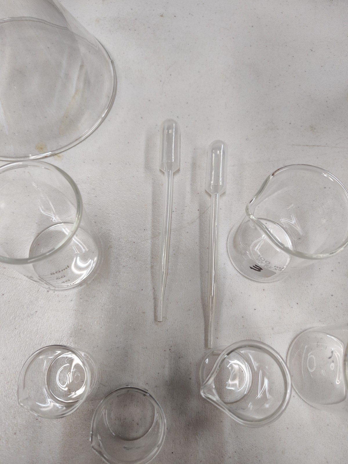 Pyrex & Kimex Glass Vacuum Flasks Beakers Tubes Lids Lab Chemistry Huge Lot