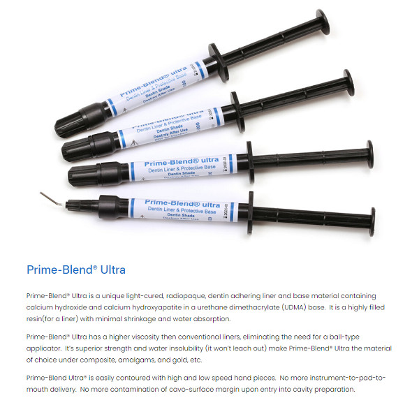 Prime-Dent Prime-Blend Light Cure Ultra Calcium Hydroxide Liner 4 Syringe Kit