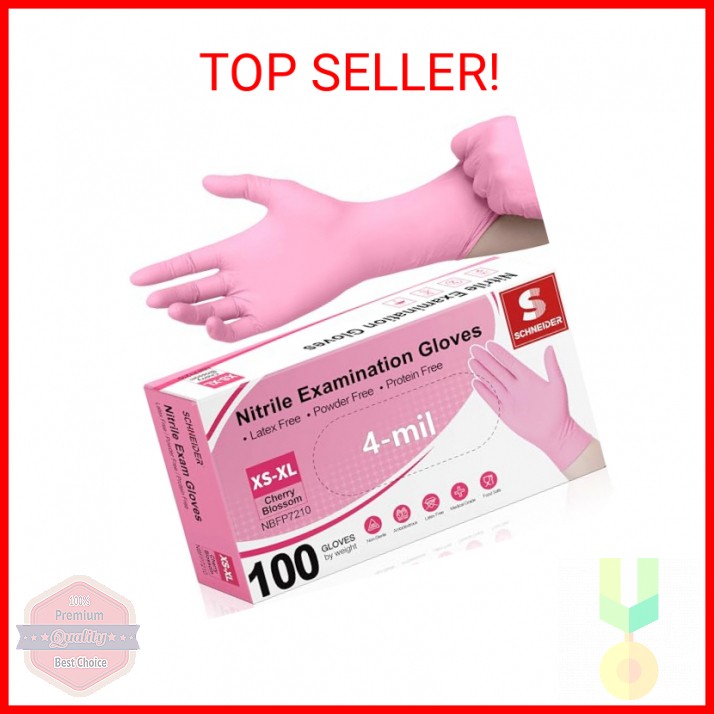 Schneider Nitrile Exam Gloves, 4-mil Medical Gloves Disposable Latex Free, Powde