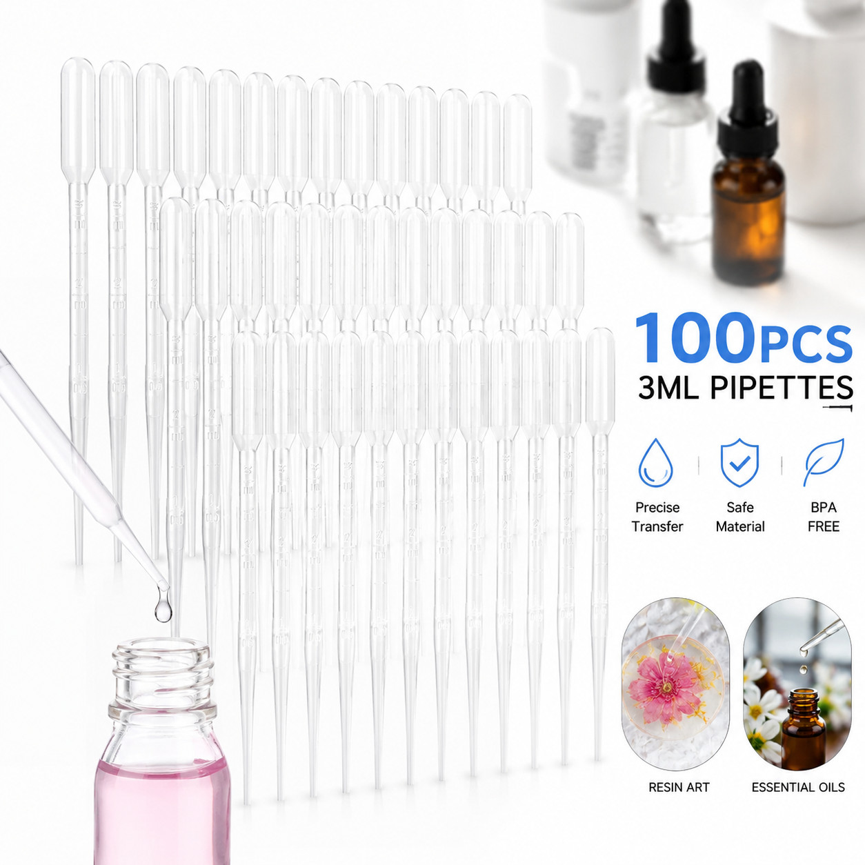 3ML Transfer Pipettes Disposable Plastic Droppers 100 200 500PCS for Resin