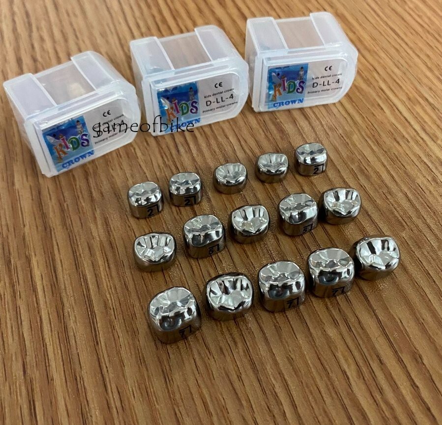 5pcs/box Dental Kids Crown Stainless Steel Primary Pediatric Teeth Molar Crowns