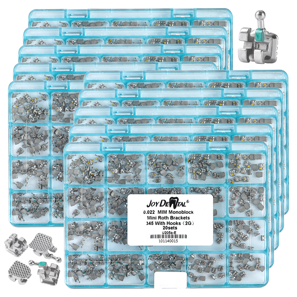 AZDENT Dental Ortho Monoblock Brackets Brace MBT/Roth Hooks Mini 345 20set/50set