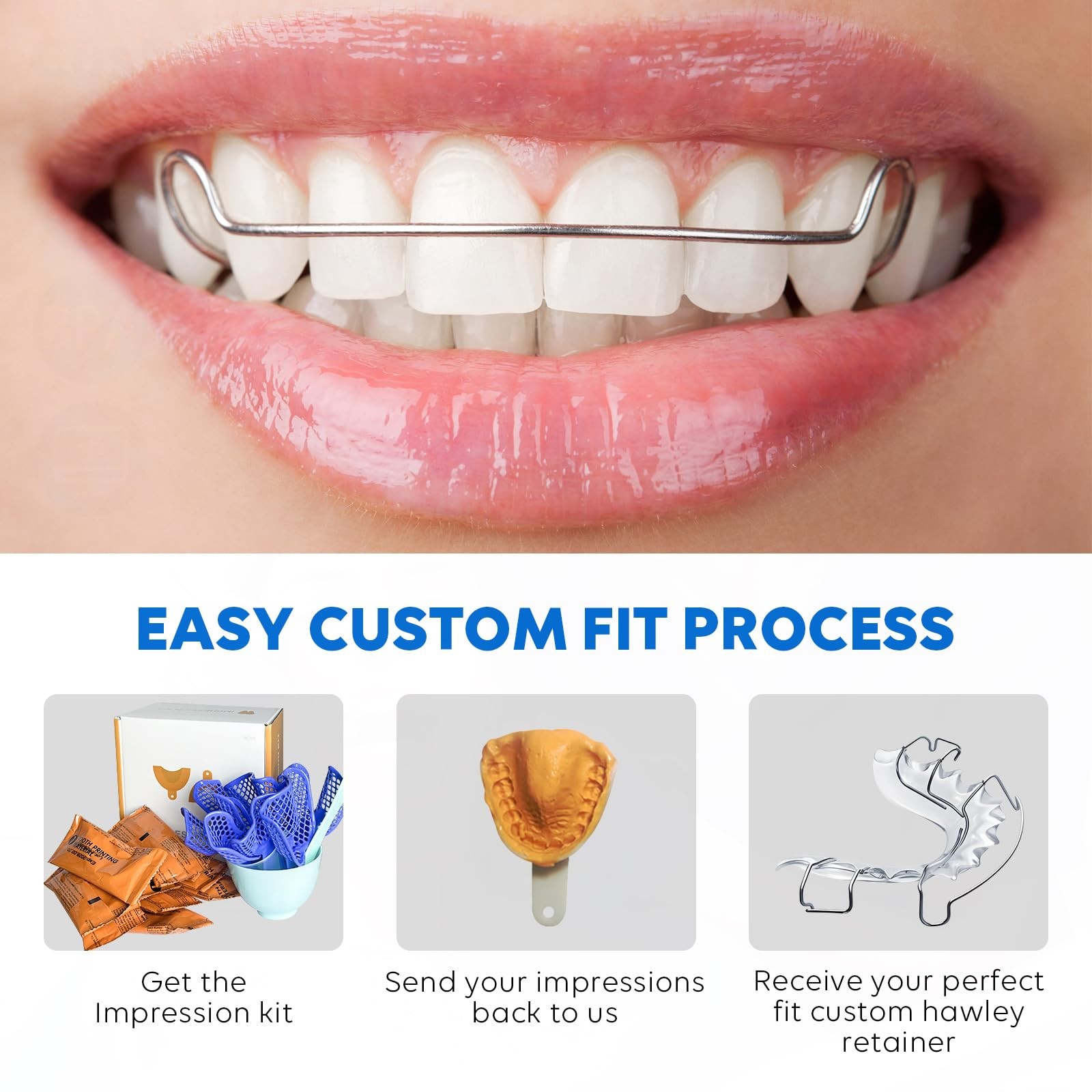 2 Custom Hawley Retainers for Teeth Retention – Comfortable & Durable Upper &…