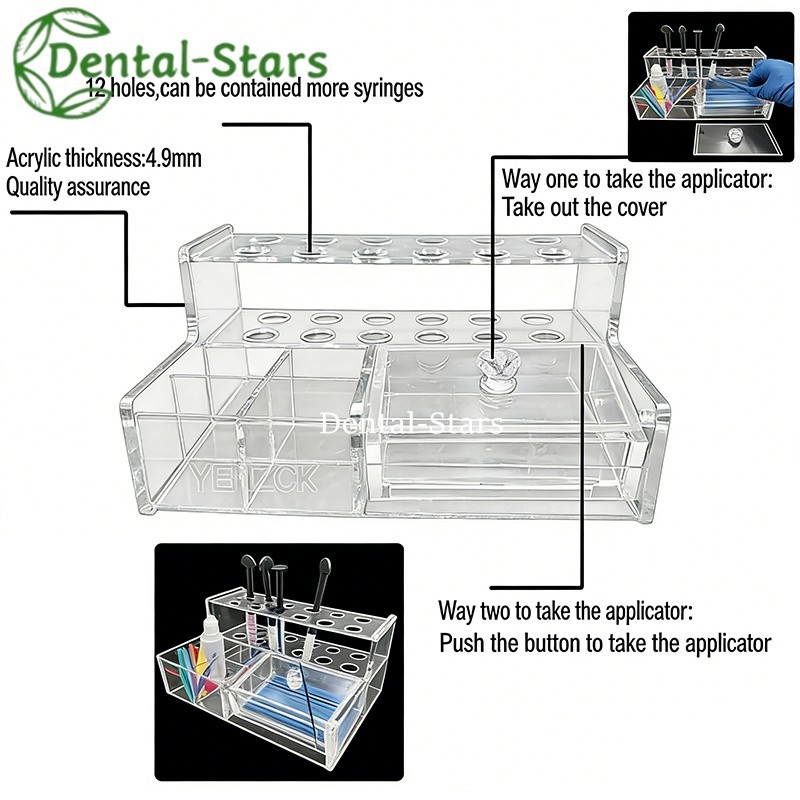 Dental Composite Syringe Acrylic Organizer Holder Resin Applicator Adhesive Rack