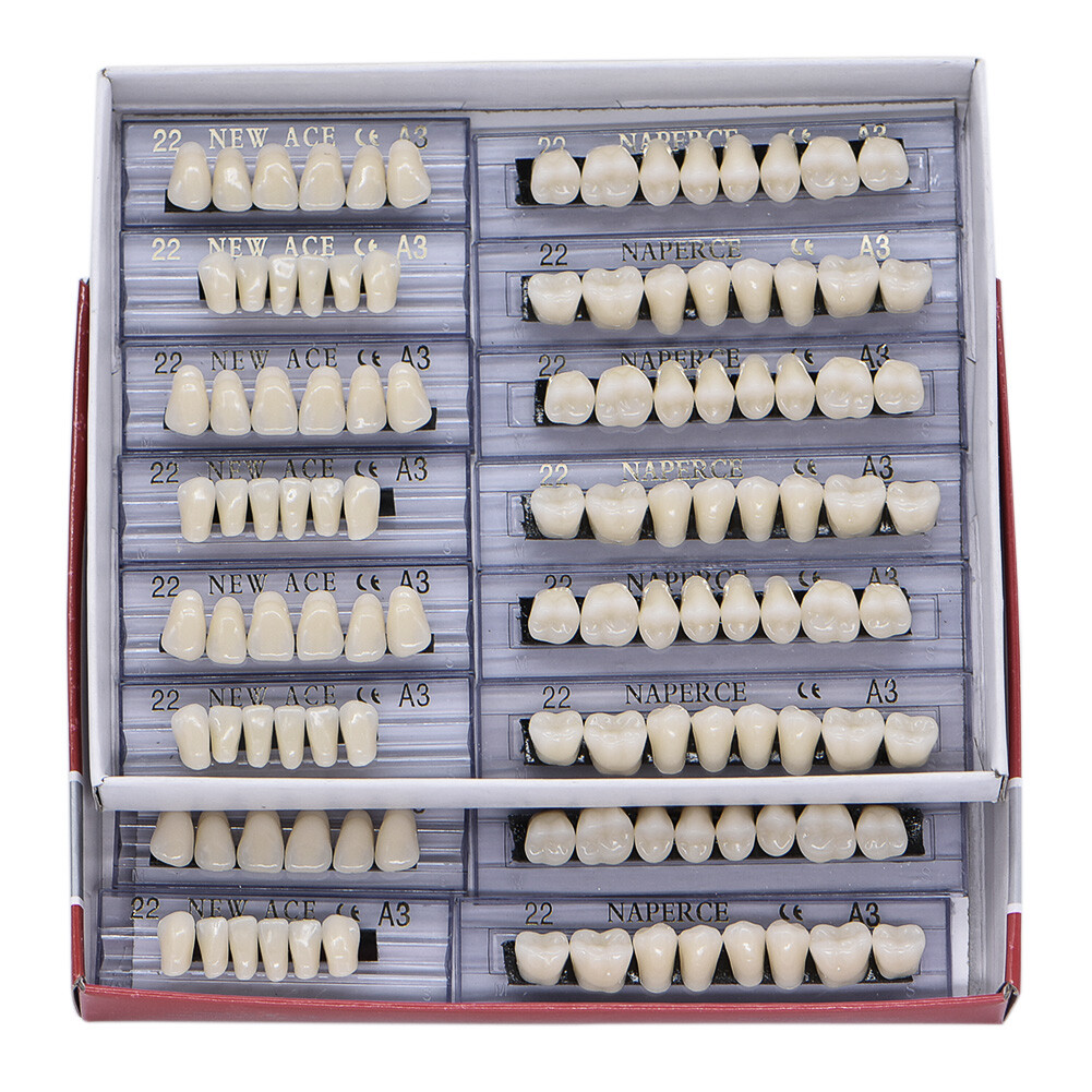 168Pcs Dental Acrylic Resin Denture 22#A3 Full Set Teeth Upper Lower Shade Tooth
