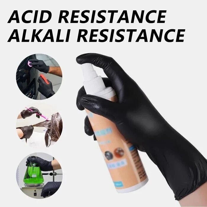 Black Nitrile Gloves 5 Mil Heavy Duty Powder Free Disposable Mechanic Tattoo