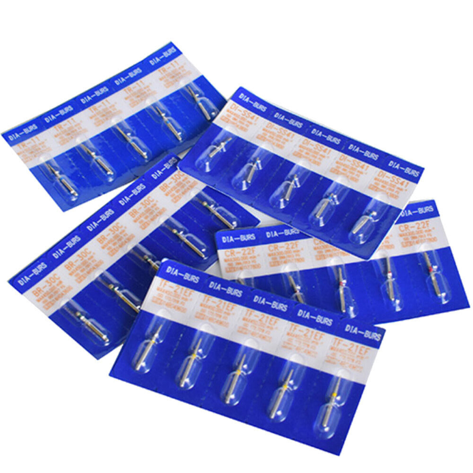10PCS DIA-BURS Dental High Speed Air Turbine Handpiece FG Diamond Burs 158 Types