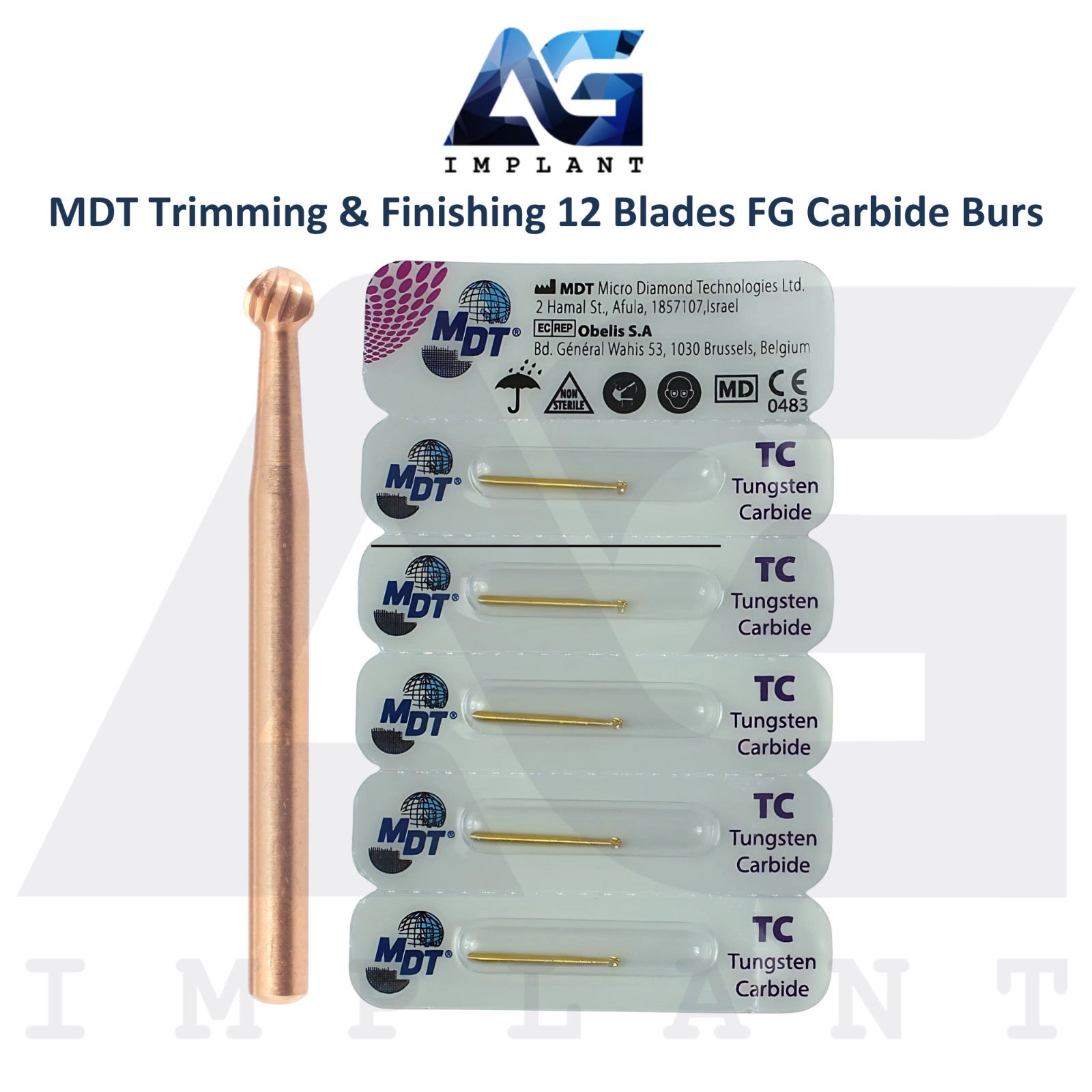 Dental MDT Trimming & Finishing 12 Blades FG Carbide Burs Contour & Smooth