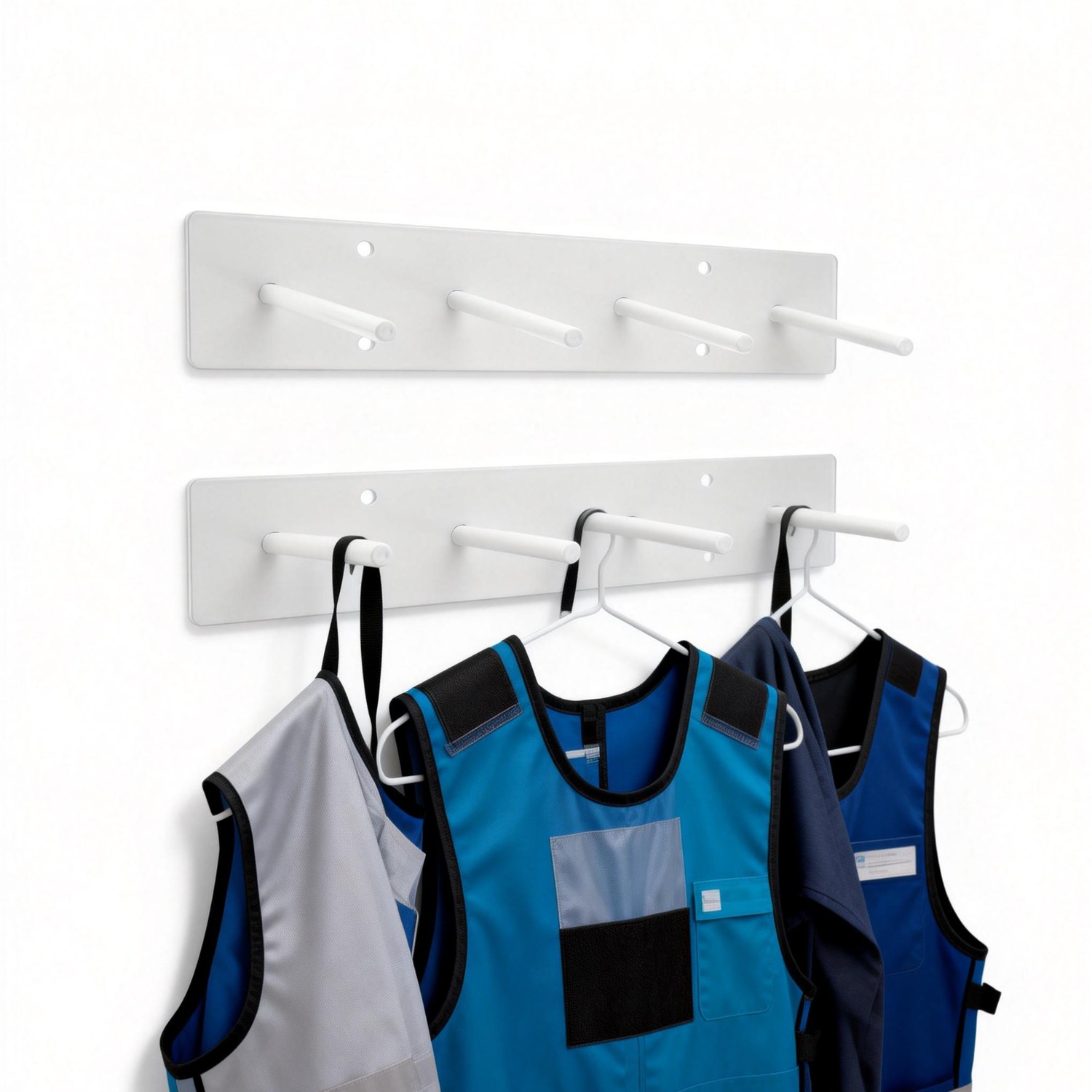 2PCS X-Ray Apron Glove Rack Wall Mount Steel Lead Apron Hanger 4 Pegs Heavy Duty