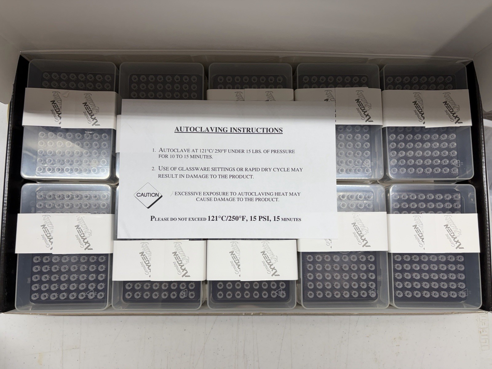 Axygen Pipet Tips 0.5-10ul 10 Racks 96 Tips Each T-400-R Clear New 960 Total