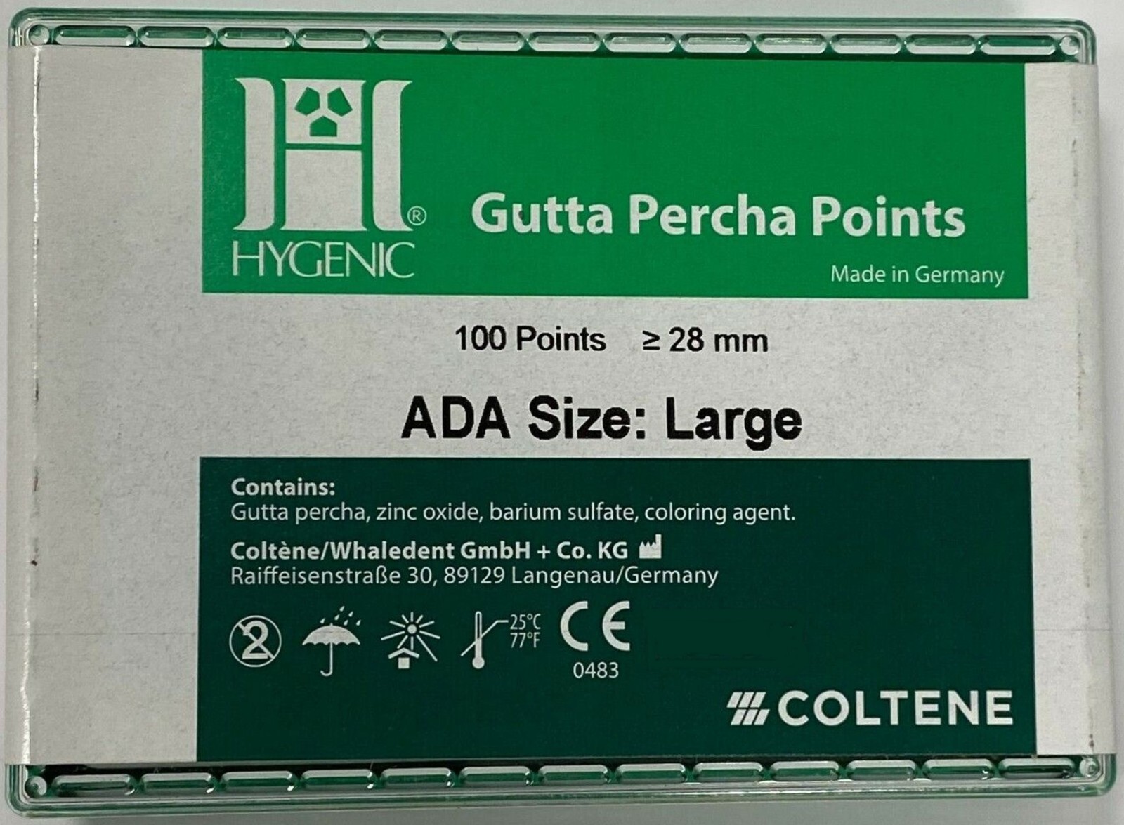 *100-Pieces* Coltene Hygenic Gutta Percha Points ADA Size Large H01305