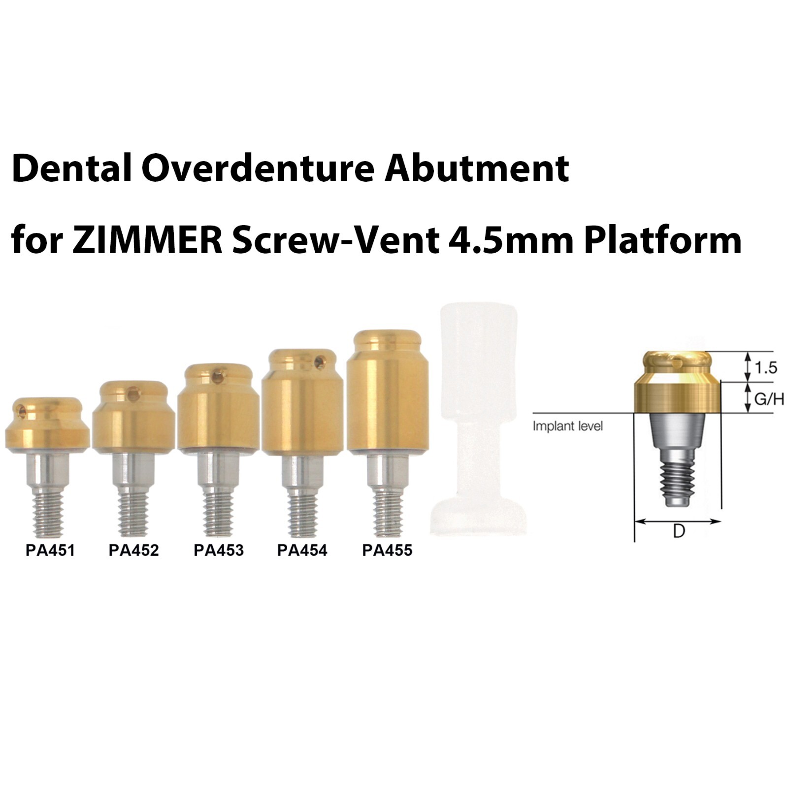 Dental Overdenture Locator Abutment for Zimmer Tapered Screw-vent 4.5 Platform