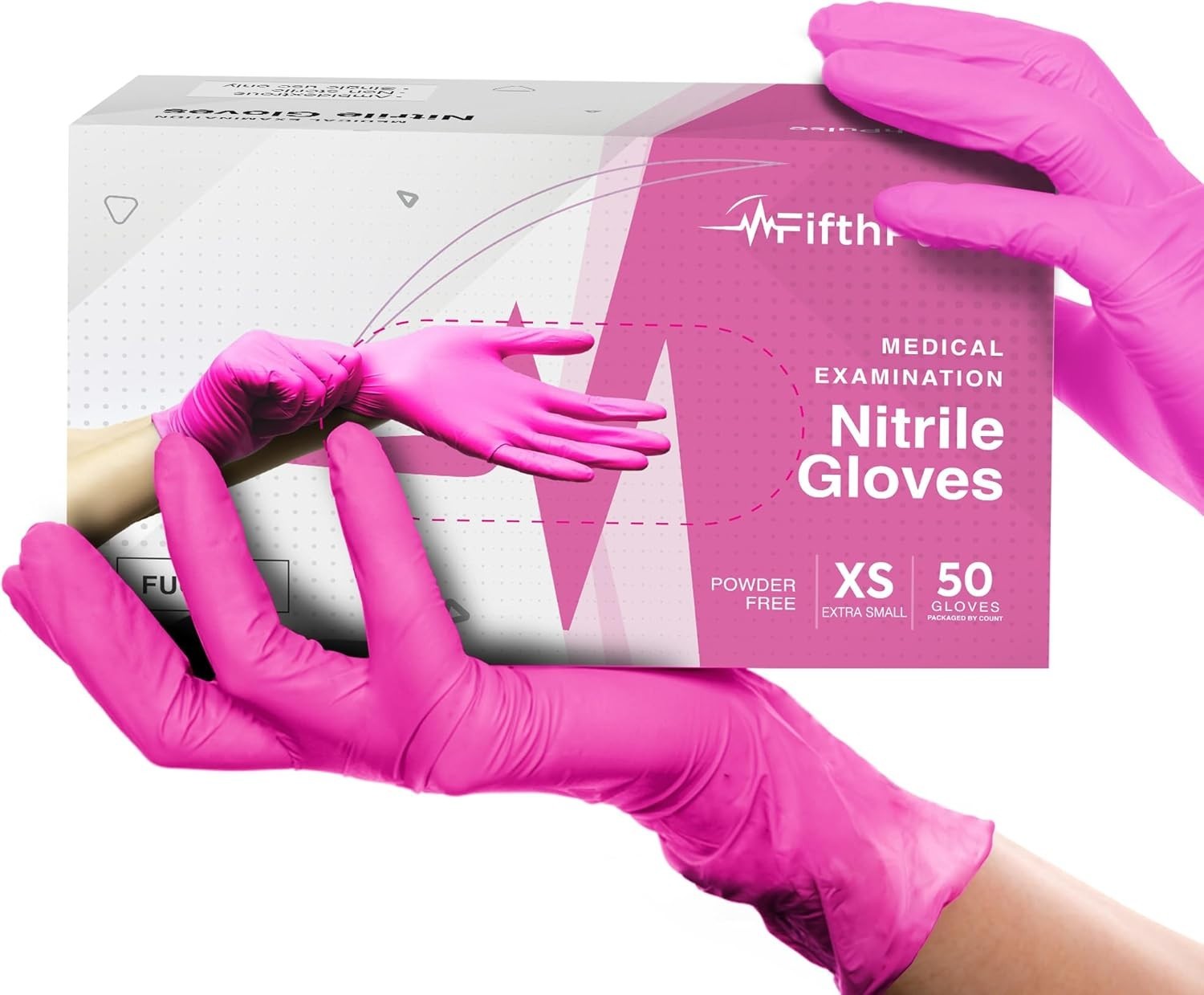 Hot Pink 3 Mil Nitrile Exam Gloves – Unisex, Latex-Free, Pack of 50 for Safety