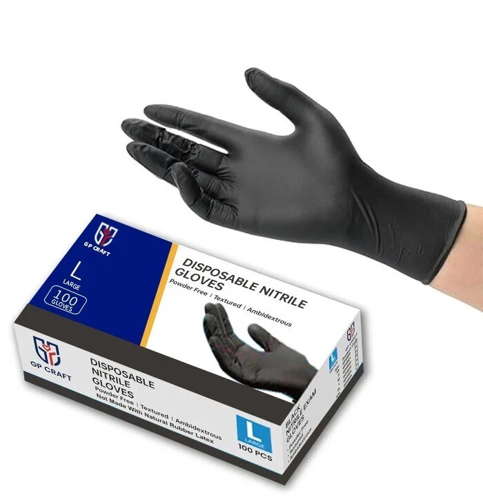 Black Nitrile Gloves 5 Mil Heavy Duty Powder Free Disposable Mechanic Tattoo