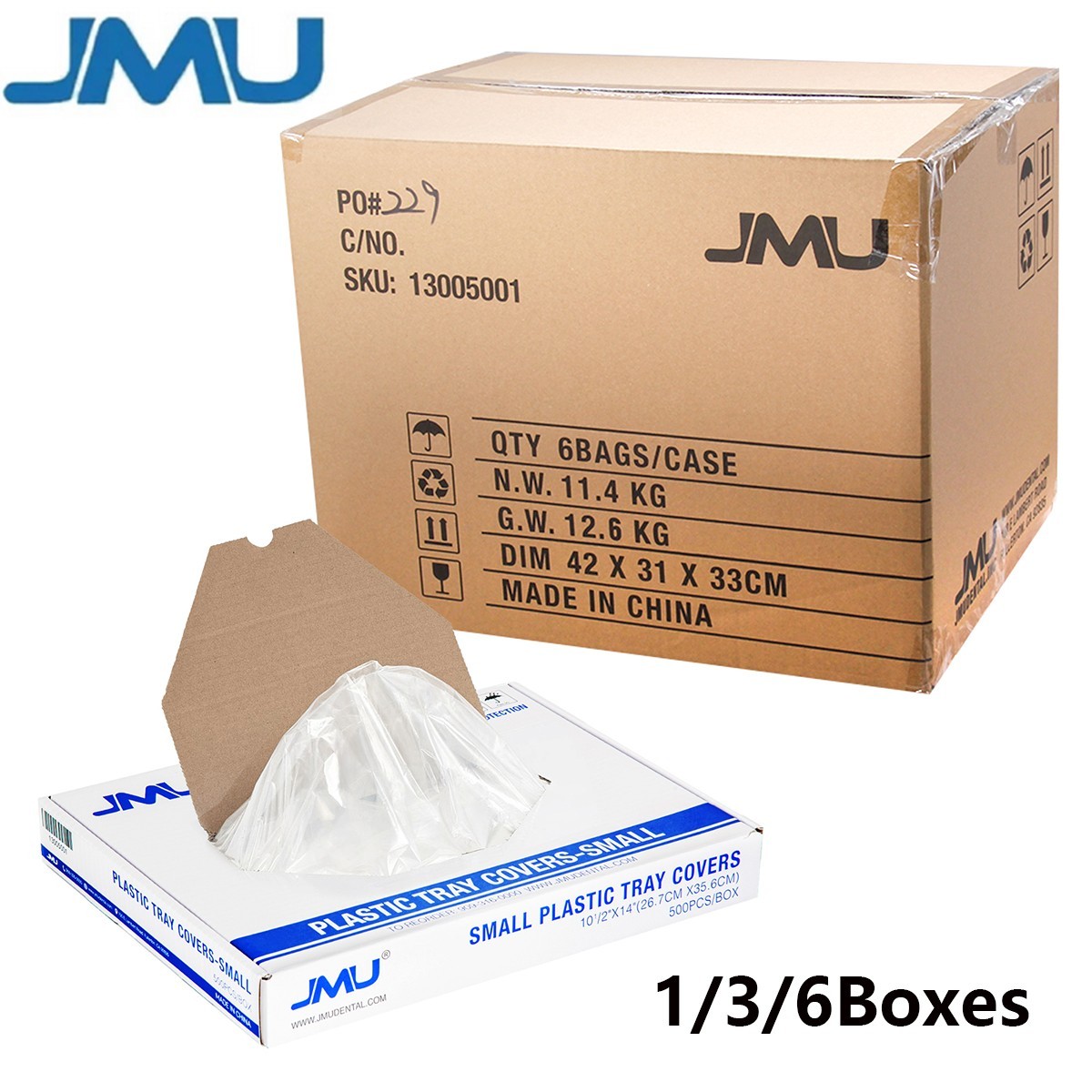 JMU up to 3000pcs Dental Disposable Plastic Tray Cover Sleeves Size B Tray
