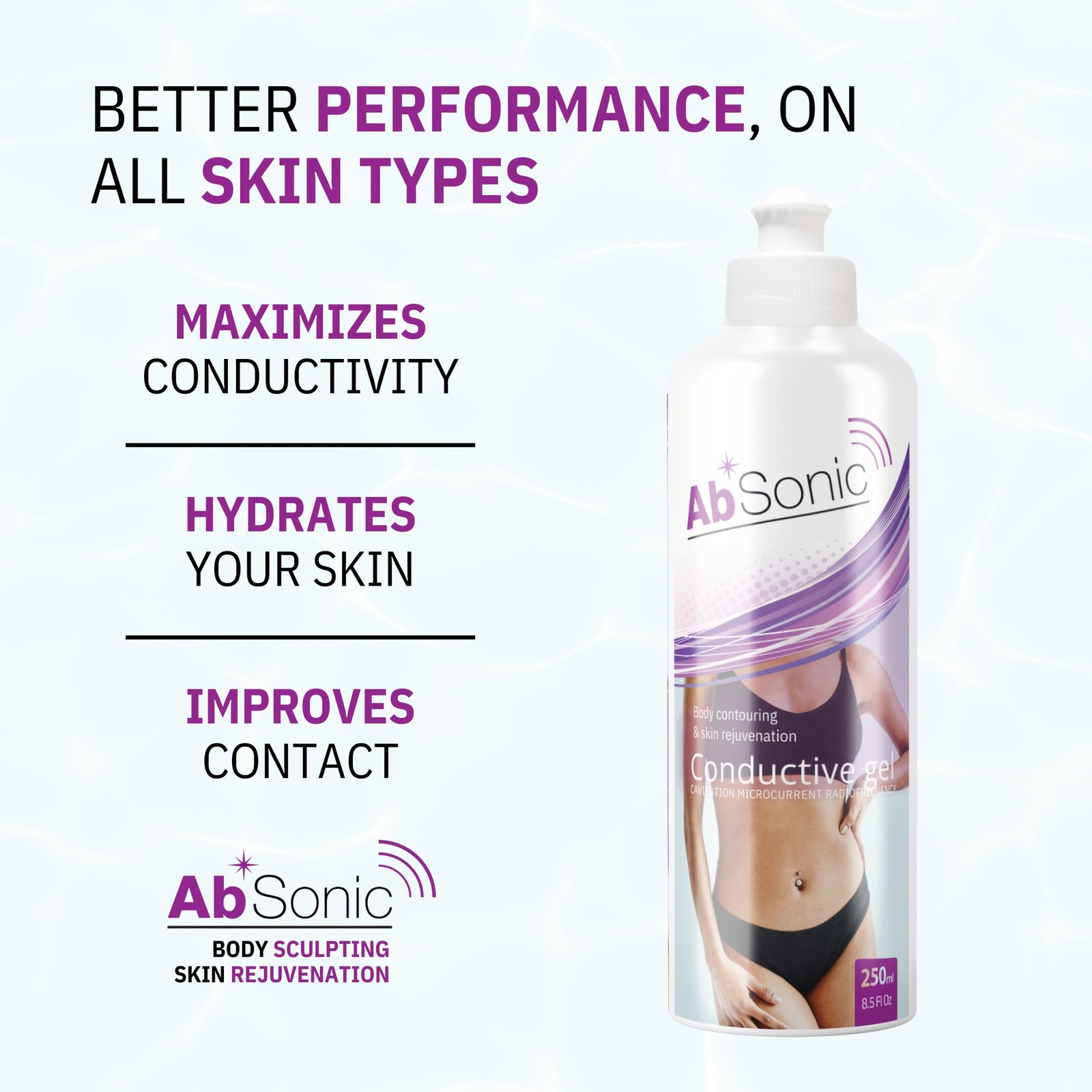 Absonic Conductive Gel for Ultrasound, Cavitation, 2 x 8.5 oz Bottle