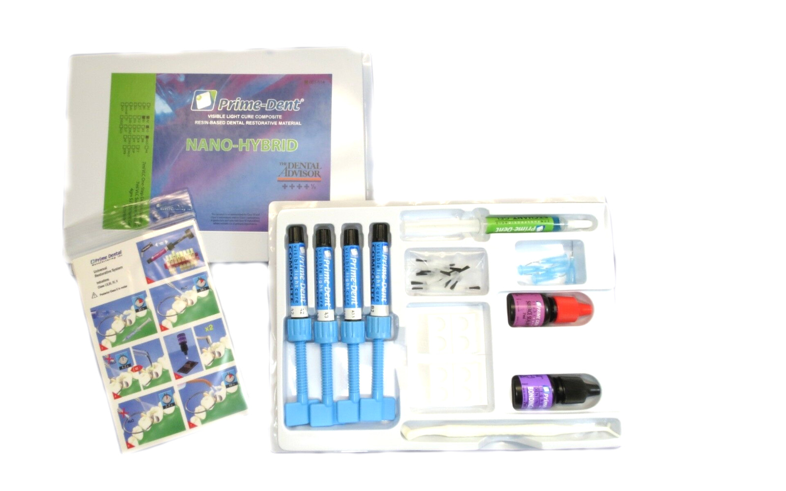 Prime-Dent VLC Light Cure Nano-Hybrid Dental Resin Composite 4 Syringe Kit