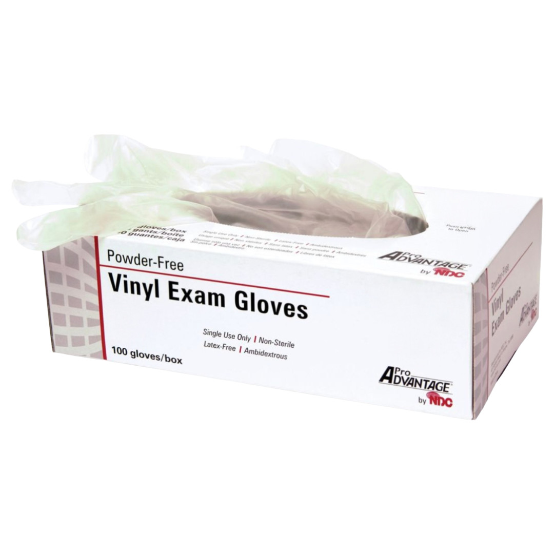 Pro Advantage Powder Free Vinyl Exam Gloves, Size Extra Large (XL) – Box of 100