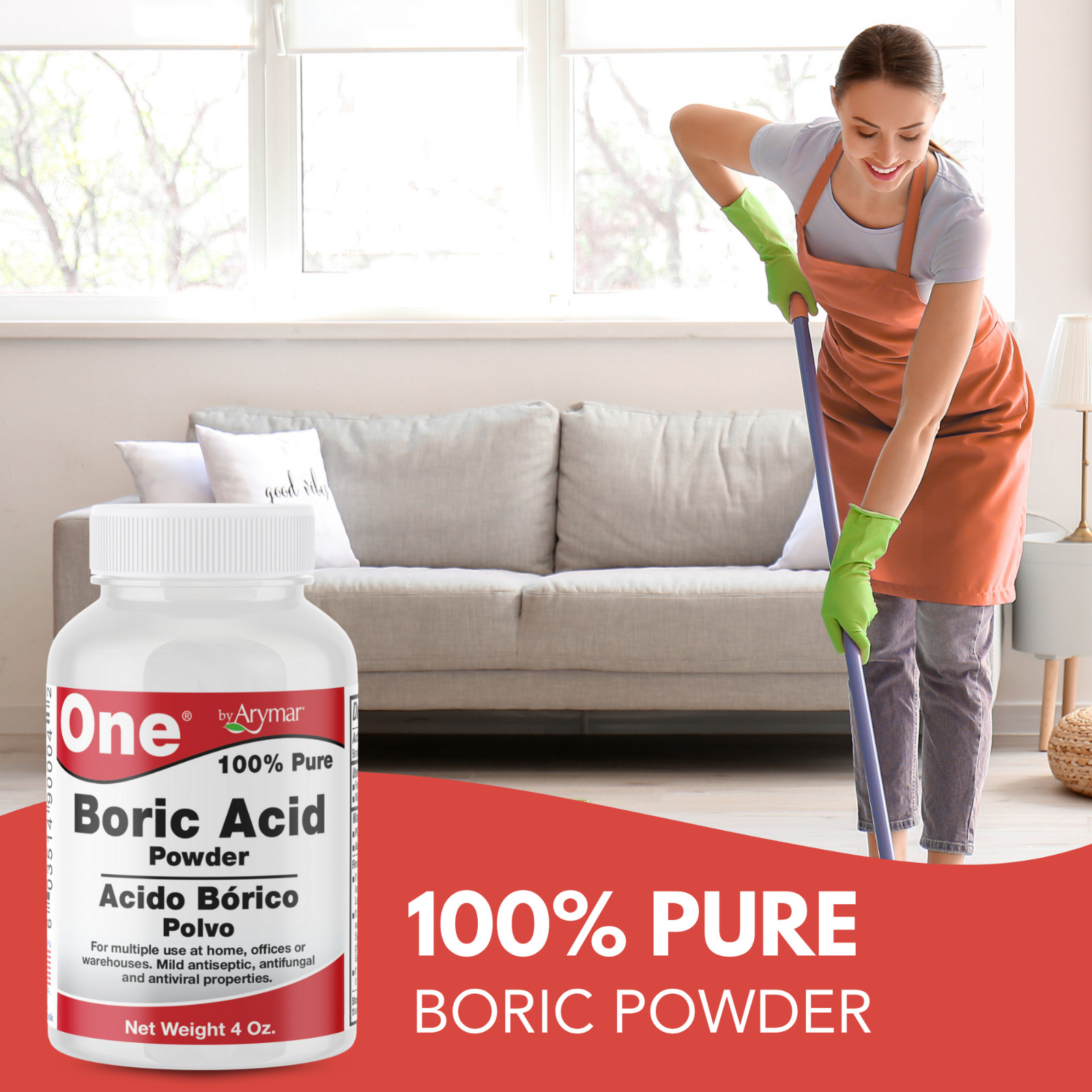 Arymar Multi-Use Boric Powder – Eco-Friendly Cleaning Solution, 4oz, 3 PACK