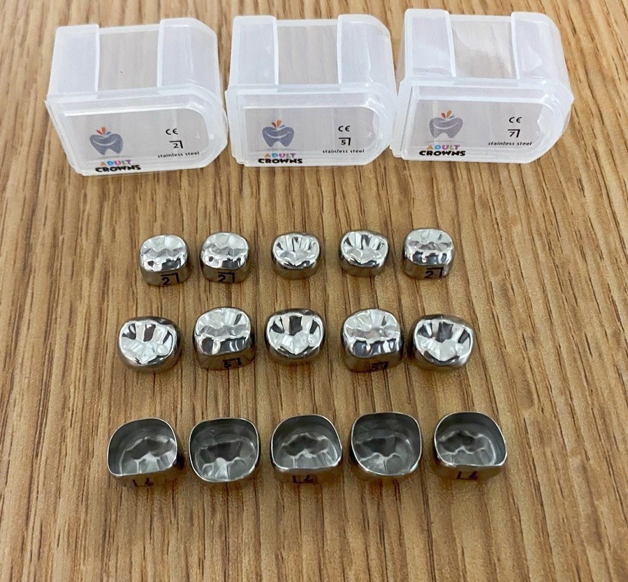 5Pcs Dental Adult Crown Stainless Steel Permanent Molar Teeth Temporary Crowns