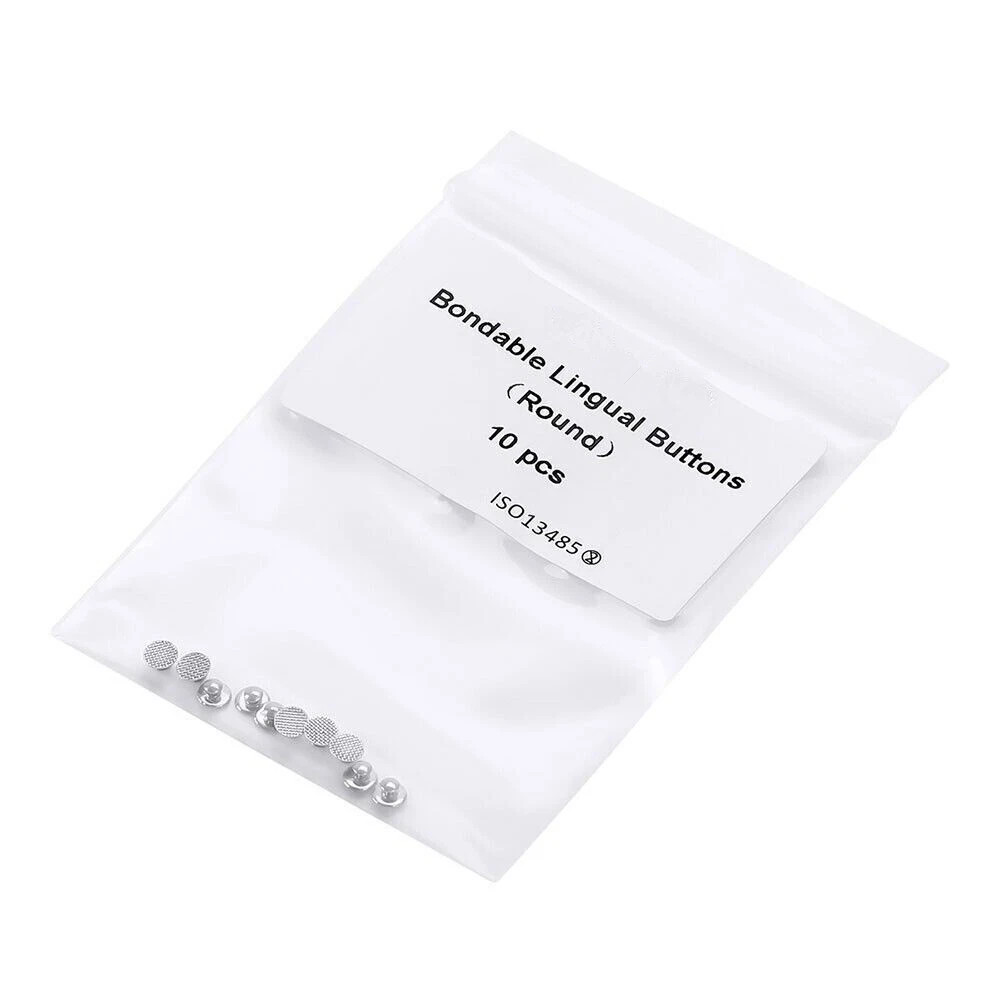 10Pcs/Bag Dental Supplies Orthodontic Bondable Lingual Buttons Round Mesh Base