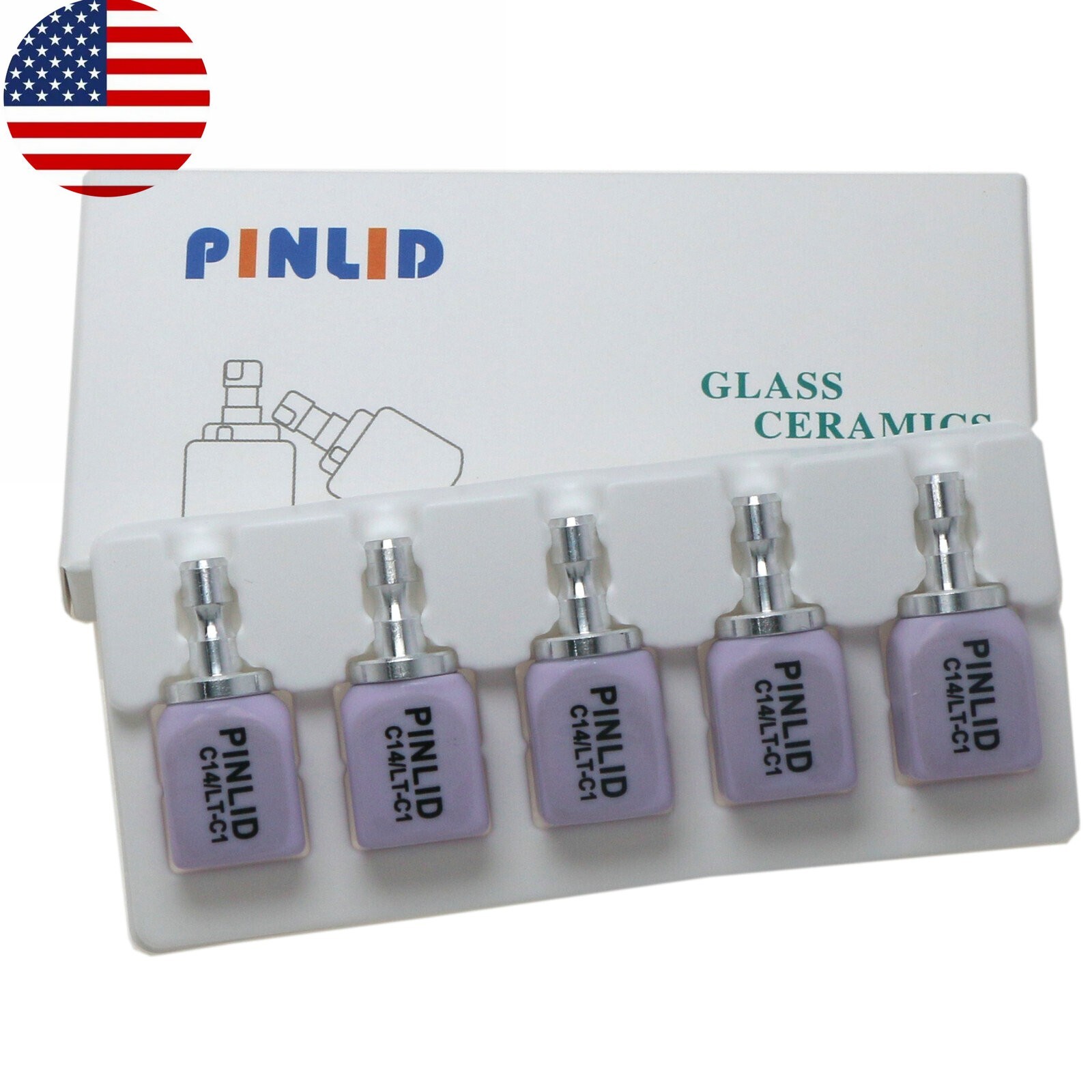 5Pcs/Box LT C14 Dental Glass Ceramic Lithium Dislicate Blocks Cerec Emax CAD CAM
