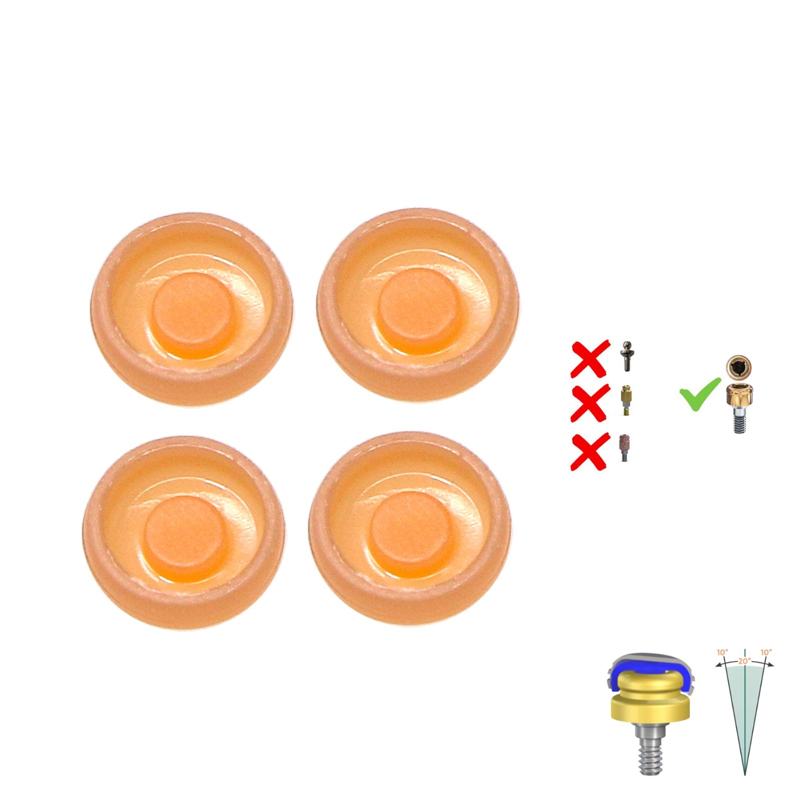 Dental Locator Classic Pink Standard Male Insert 2.4 lbs Light Retention Cap Set