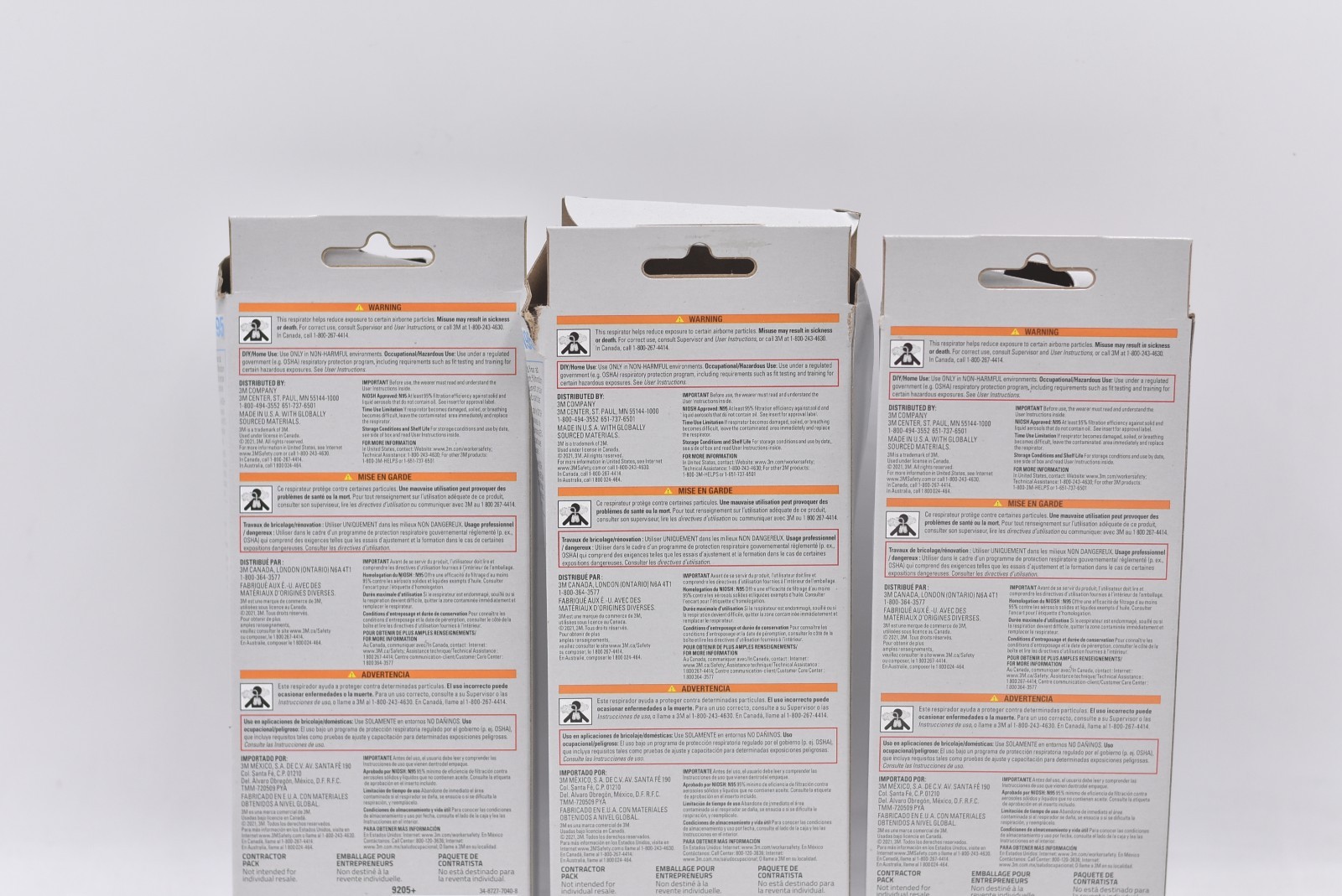 Lot of 3 3M Aura Respirator 9205+ Disposable White Masks – 3 Count