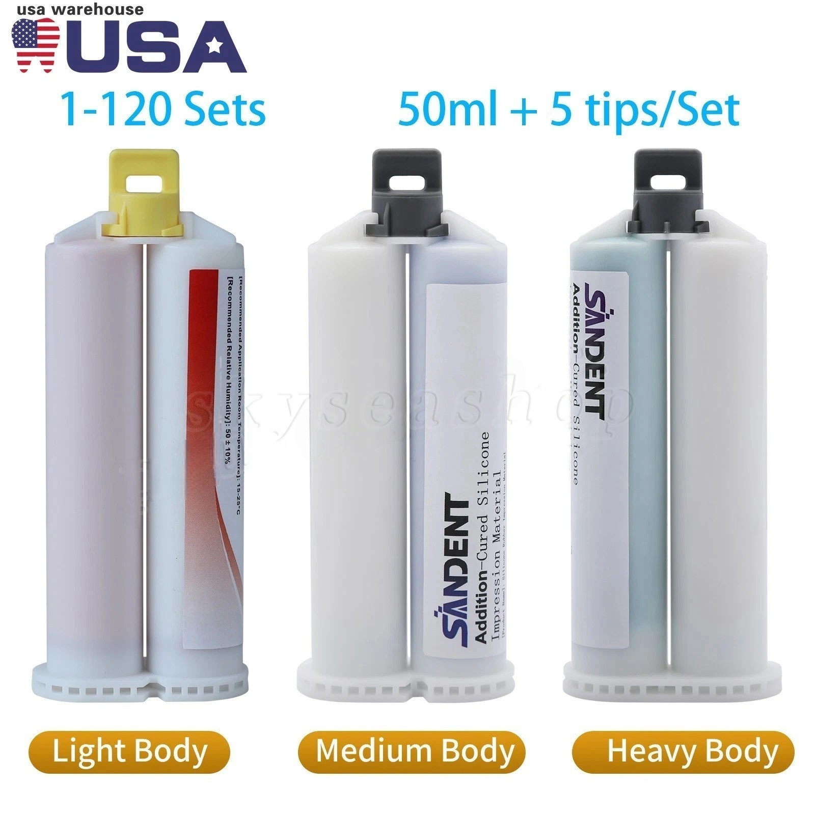 Dental VPS Impression Material Light/Medium/Heavy Body – Fast Set 50ML Cartridge