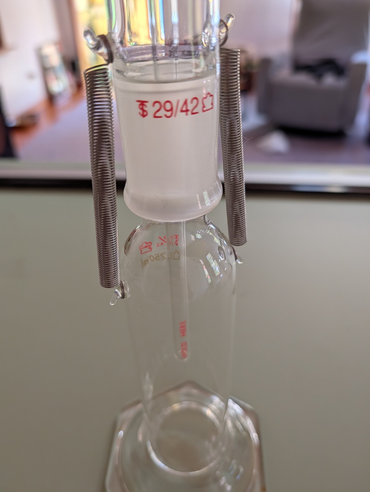 Kontes Gas Washing Bottle, 250ml, Tall Form, 29/42 Joint, Straight Tube Inlet